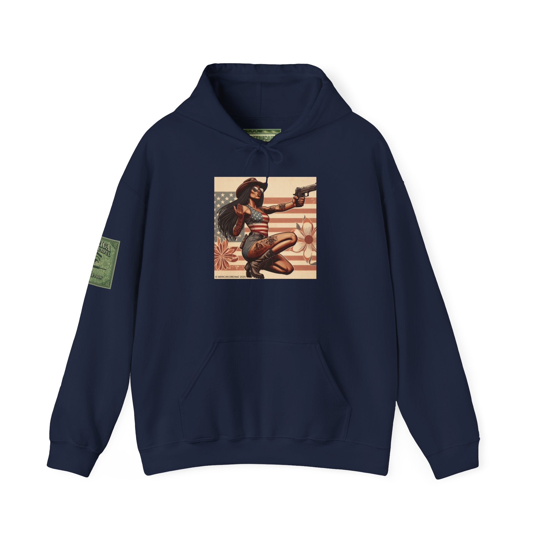 Retro Americana Pinup Gunslinger Hoodie — Vintage Pinup Girls Pullover