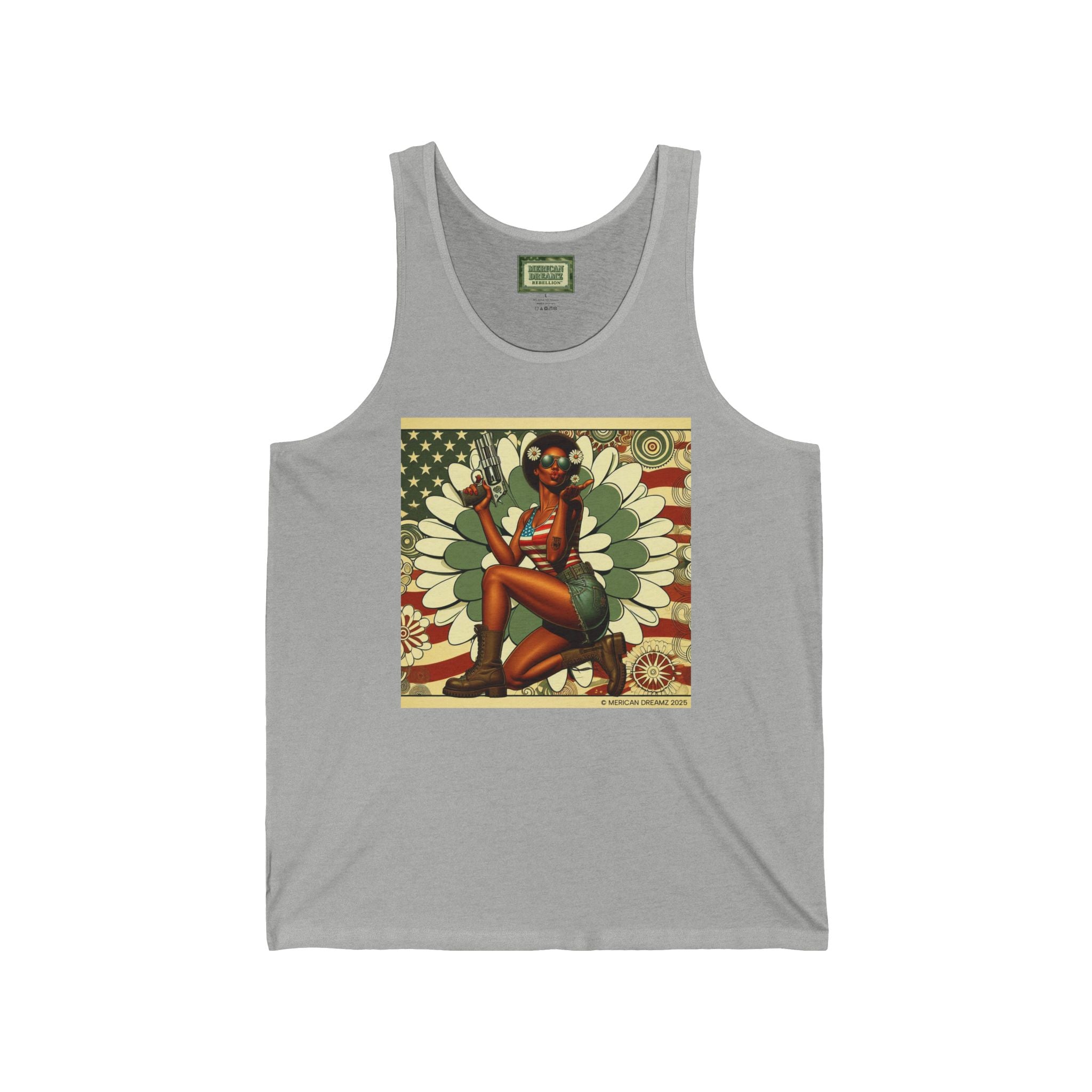 Patriotic Pin-Up Tank Top — Vintage American Flag Girl Graphic