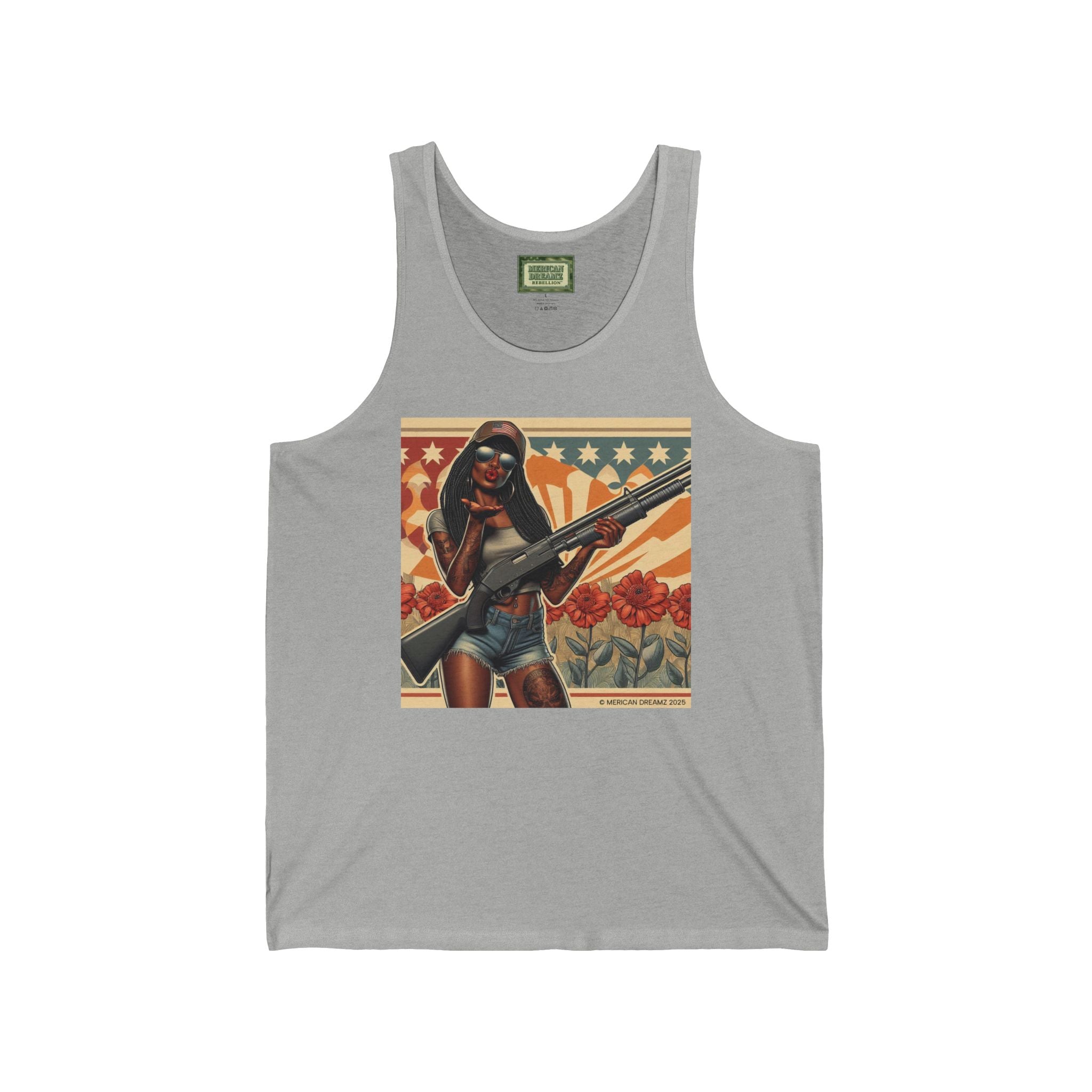 Patriotic Pin-Up Tank Top — Vintage American Flag Girl Graphic