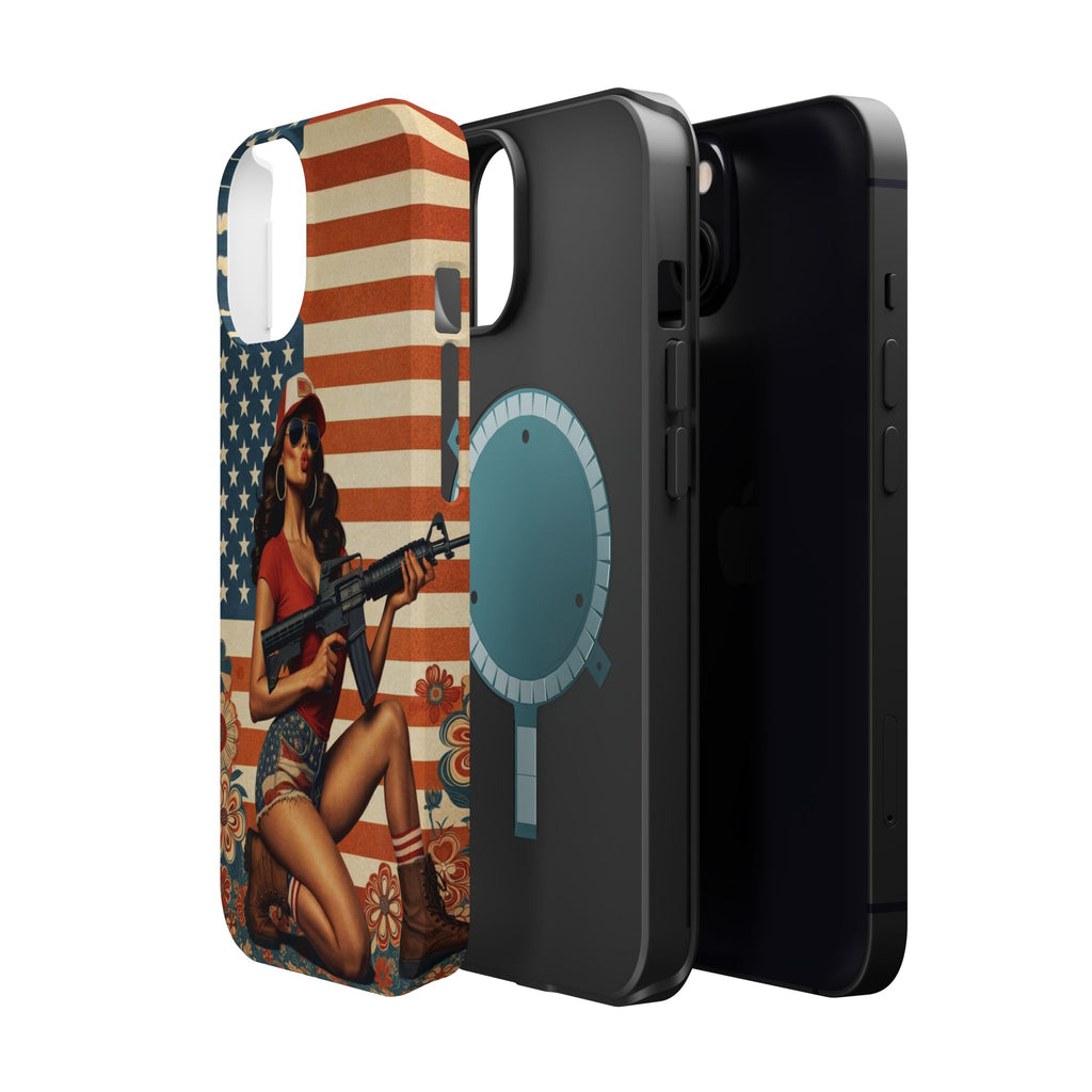 Americana AR-15 Pinup Girl - Magnetic Impact‑Resistant Phone Case  iPhone 13-17 / Samsung S26  MagSafe Compatible