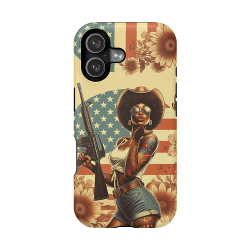 Americana AR-15 Pinup Girl - Magnetic Impact‑Resistant Phone Case  iPhone 13-17 / Samsung S26  MagSafe Compatible