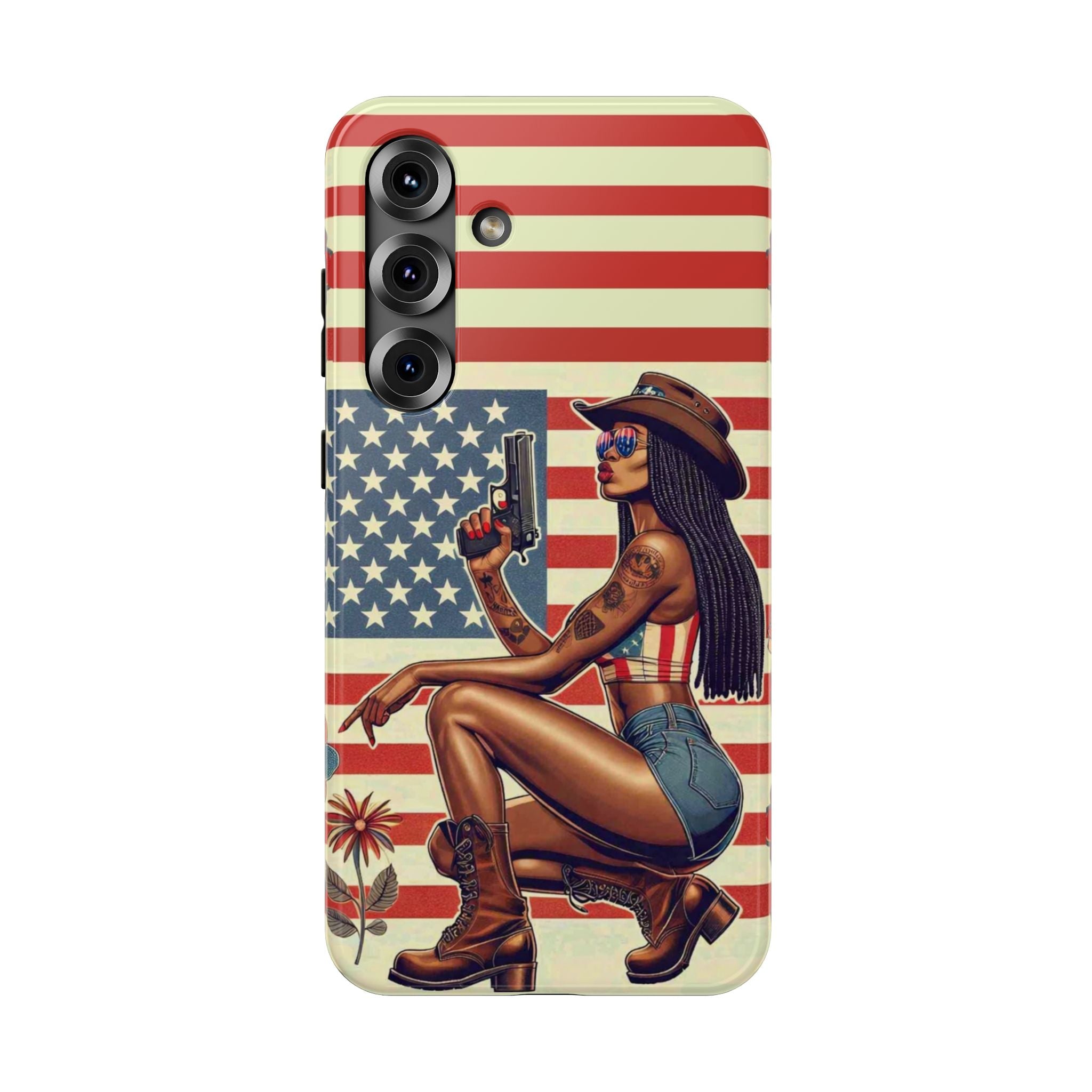 Americana 9mm Pinup Girl - Impact‑Resistant Phone Case   Samsung Galaxy Series S22 / S22+ / S22 Ultra - S25 / S25+ / S25 Ultra