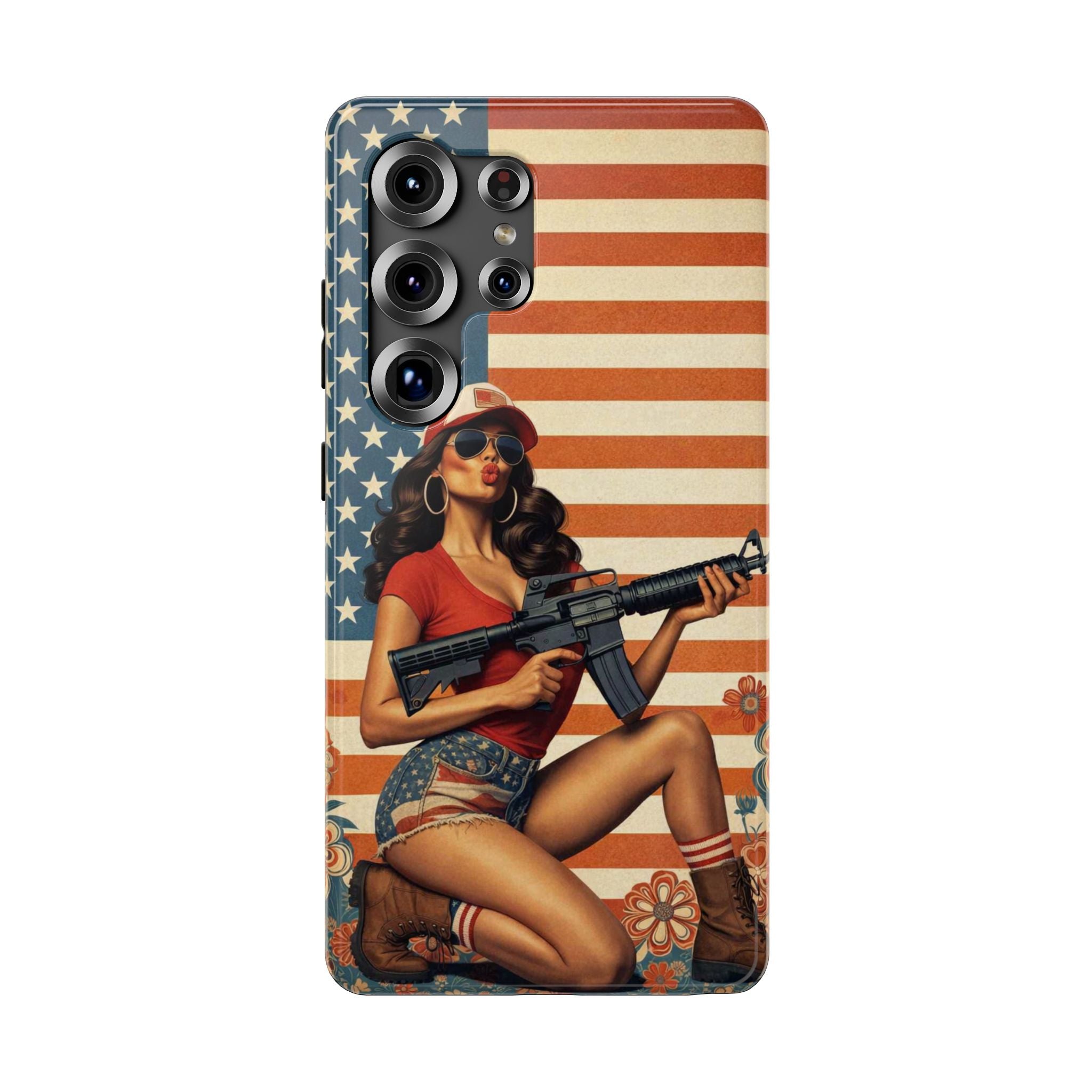 Americana AR-15 Pinup Girl - Impact‑Resistant Phone Case   Samsung Galaxy Series S22 / S22+ / S22 Ultra - S25 / S25+ / S25 Ultra
