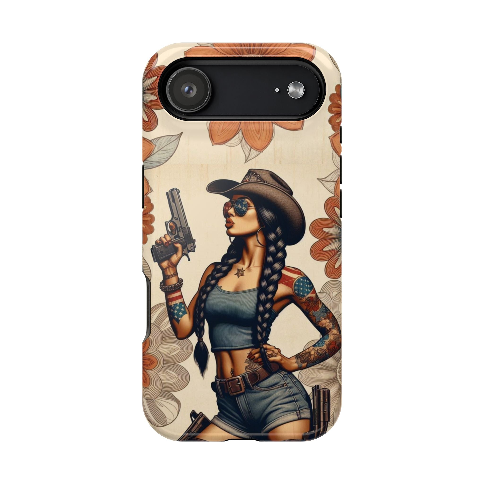 Americana 9mm Pinup Girl - Magnetic Impact‑Resistant Phone Case  iPhone 13-17 / Samsung S26  MagSafe Compatible
