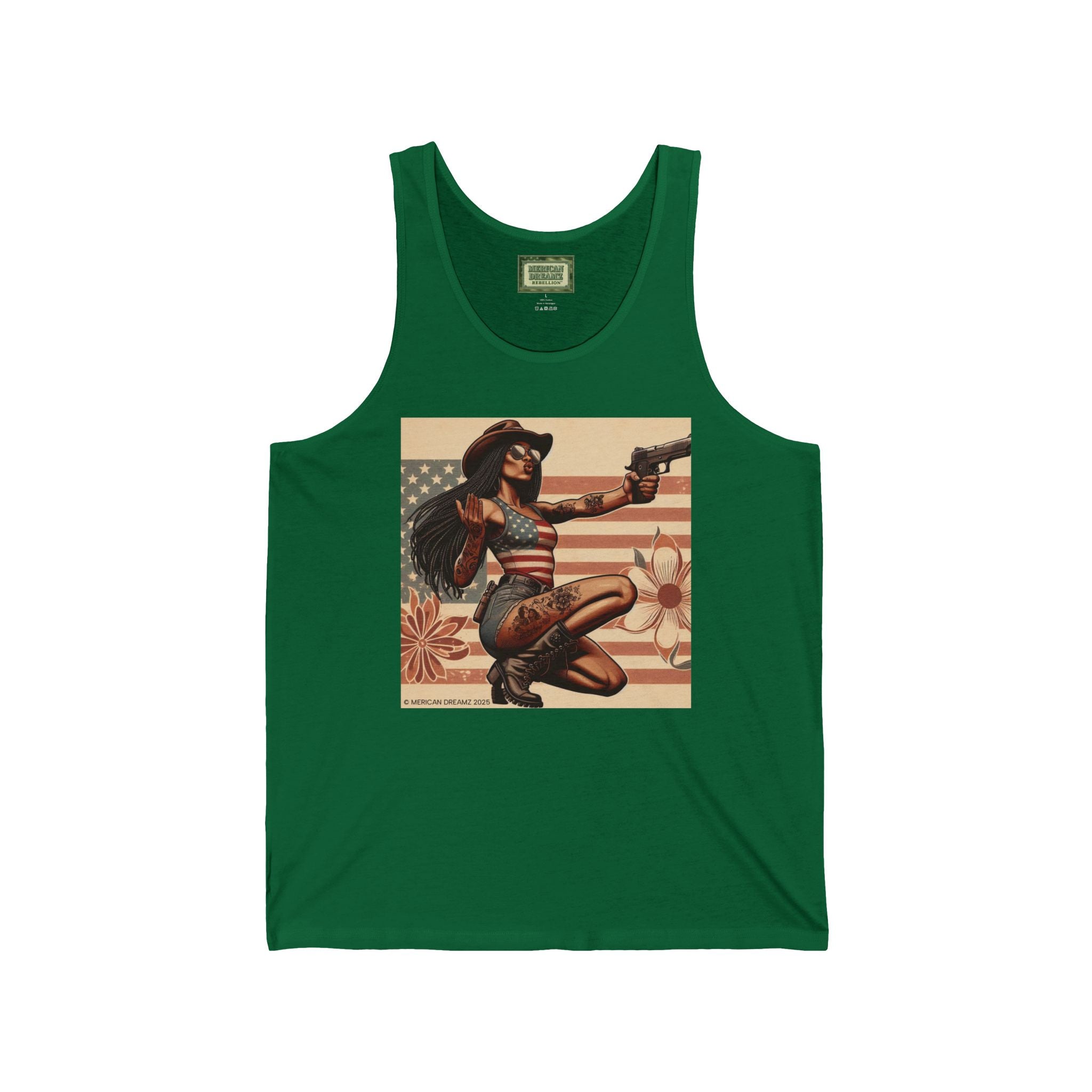 Patriotic Pin-Up Tank Top — Vintage American Flag Girl Graphic