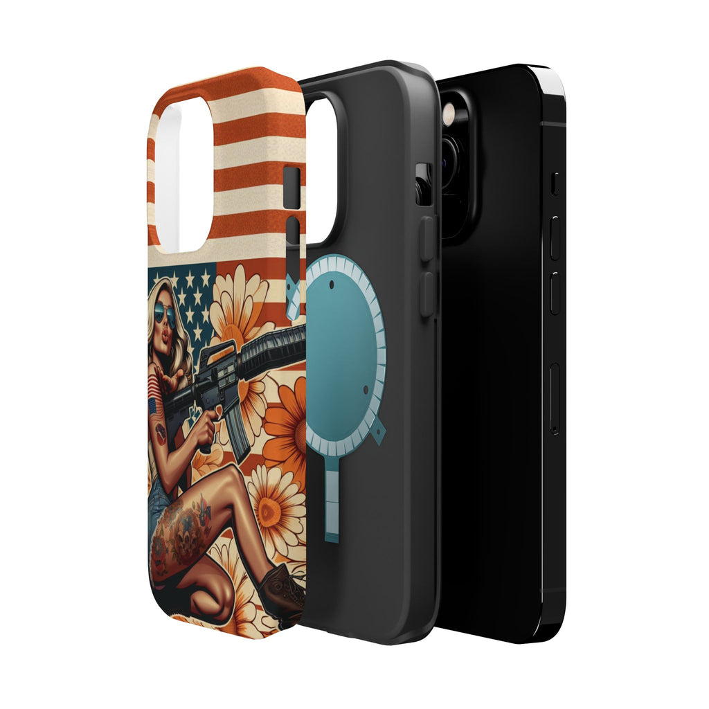 Americana AR-15 Pinup Girl - Magnetic Impact‑Resistant Phone Case  iPhone 13-17 / Samsung S26  MagSafe Compatible