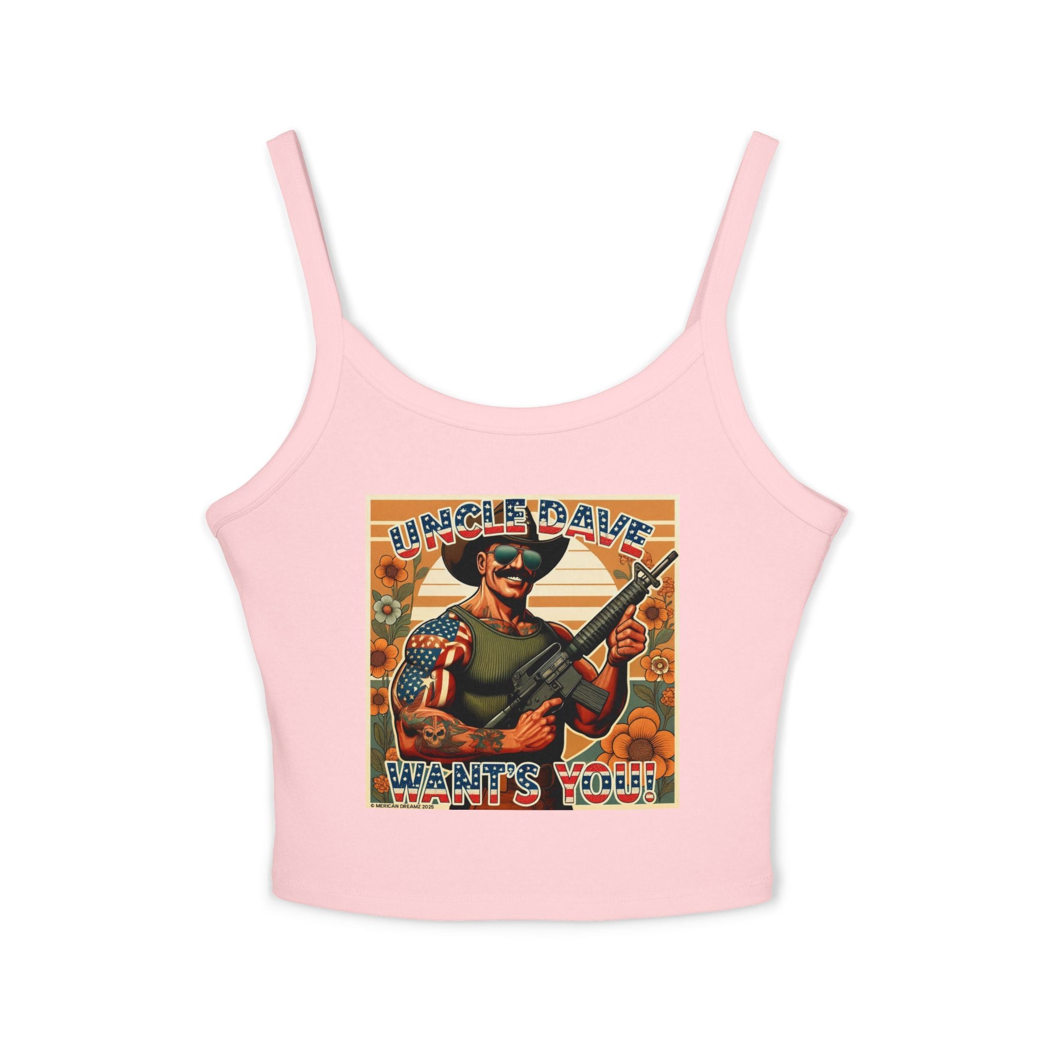Uncle Dave Wants You Floral Flag Tank Top — Owner-Artist with Rifle