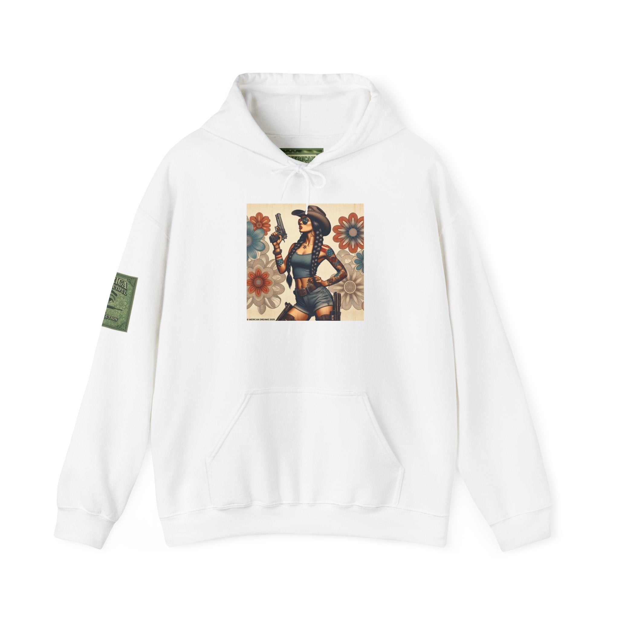 Retro Americana Pinup Gunslinger Hoodie — Vintage Pinup Girls Pullover