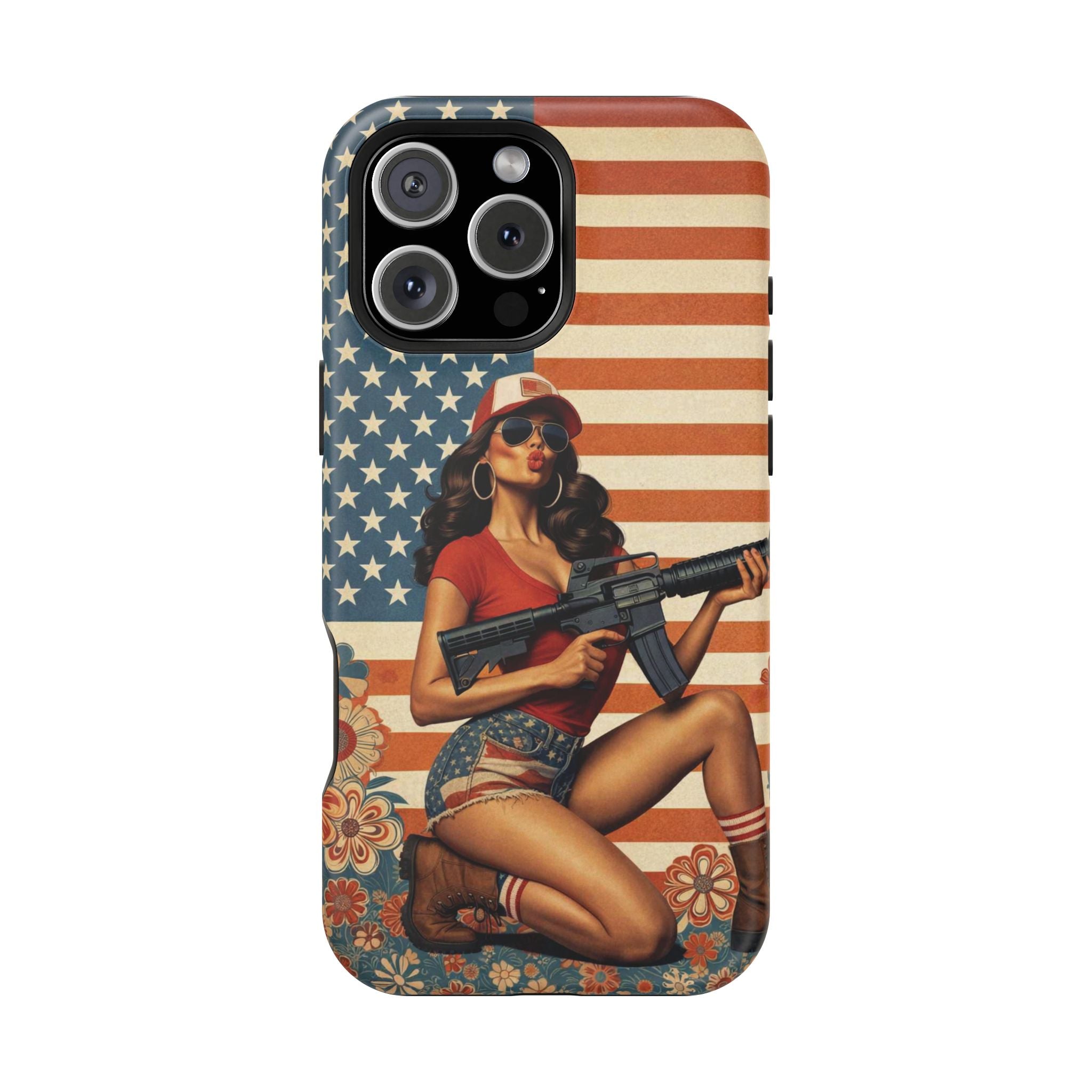 Americana AR-15 Pinup Girl - Magnetic Impact‑Resistant Phone Case  iPhone 13-17 / Samsung S26  MagSafe Compatible