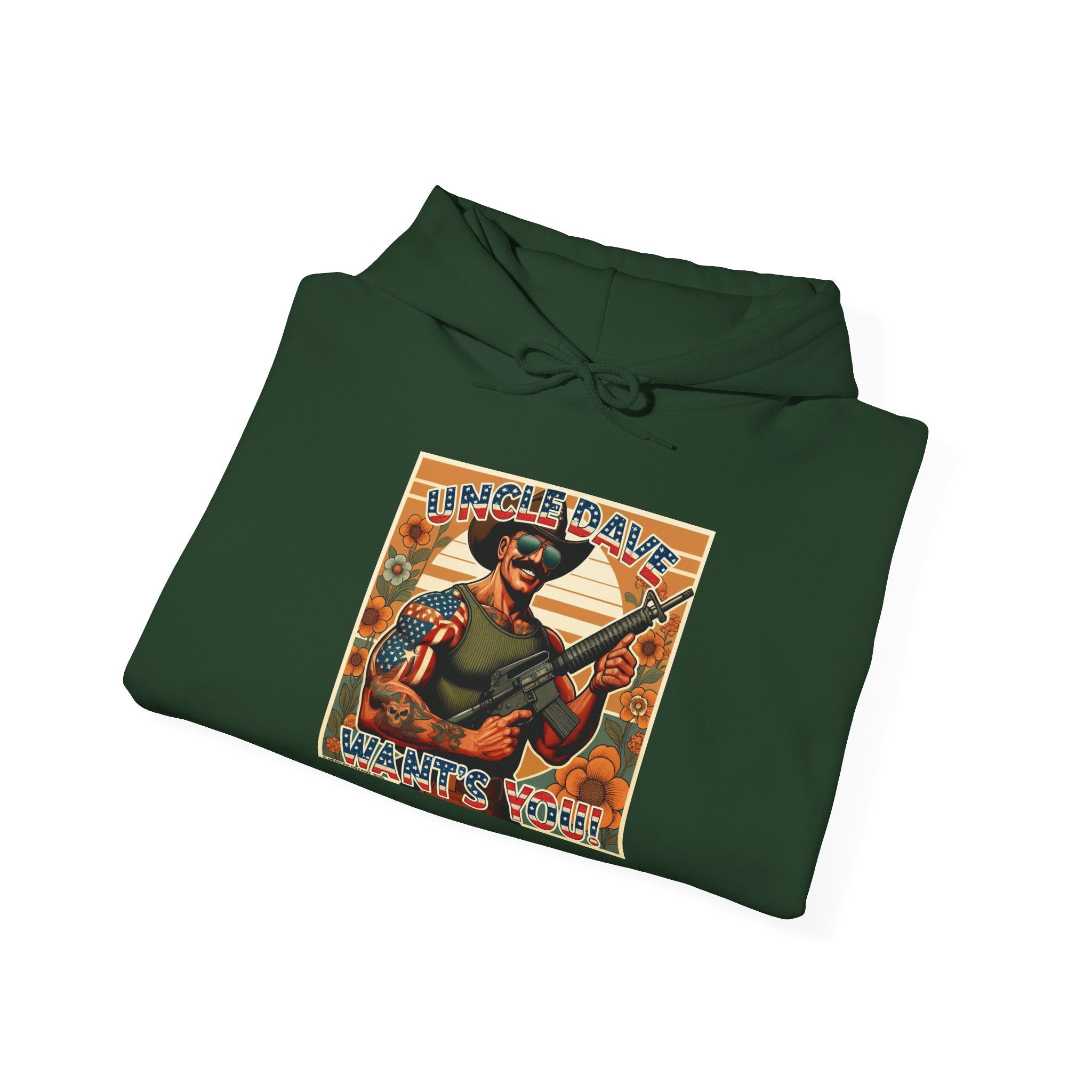 Patriotic 'Uncle Dave Wants You' Hoodie — Gunslinger Girls Rifle Retro Illustration (US Only)