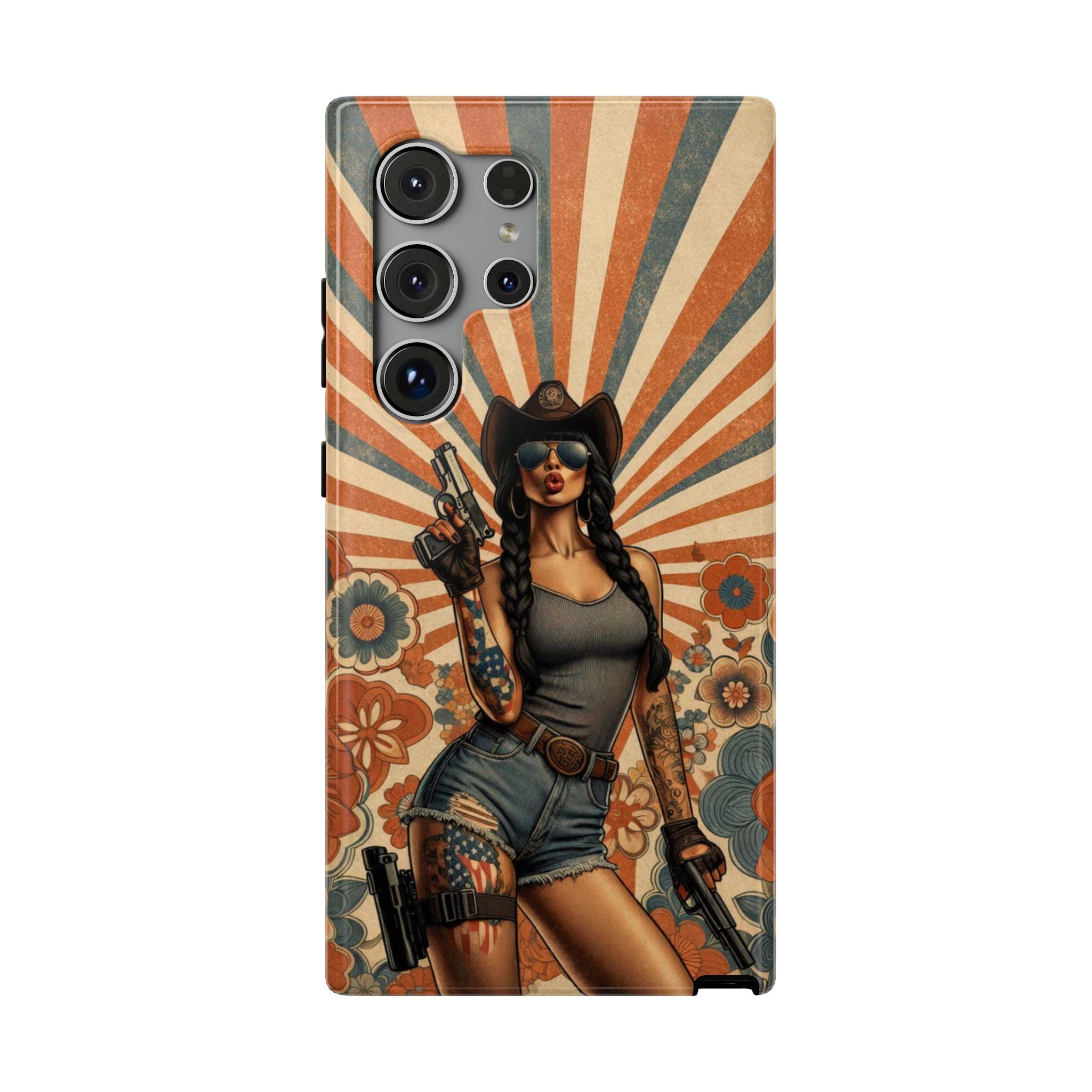 Americana 9mm Pinup Girl - Impact‑Resistant Phone Case   Samsung Galaxy Series S22 / S22+ / S22 Ultra - S25 / S25+ / S25 Ultra