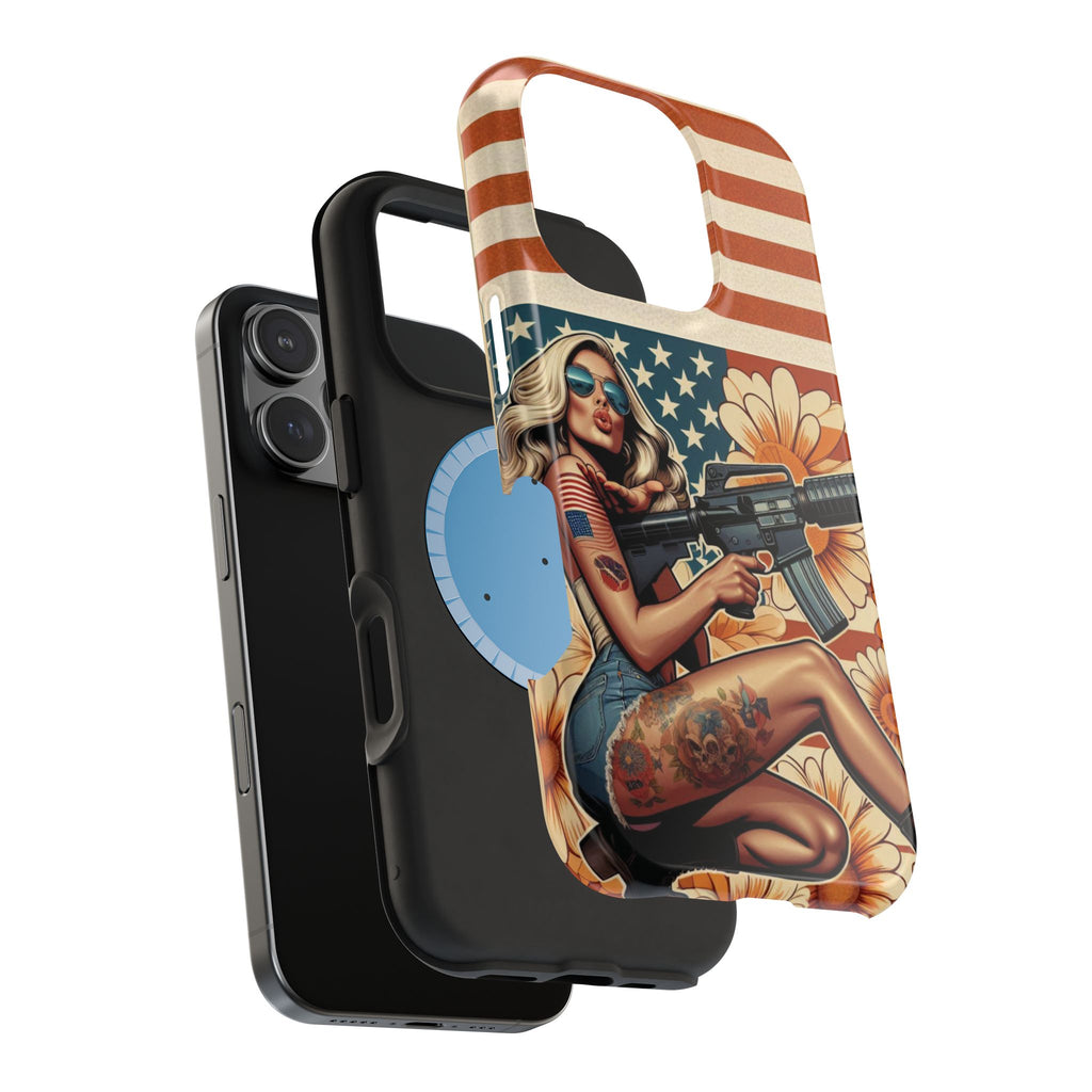Americana AR-15 Pinup Girl - Magnetic Impact‑Resistant Phone Case  iPhone 13-17 / Samsung S26  MagSafe Compatible
