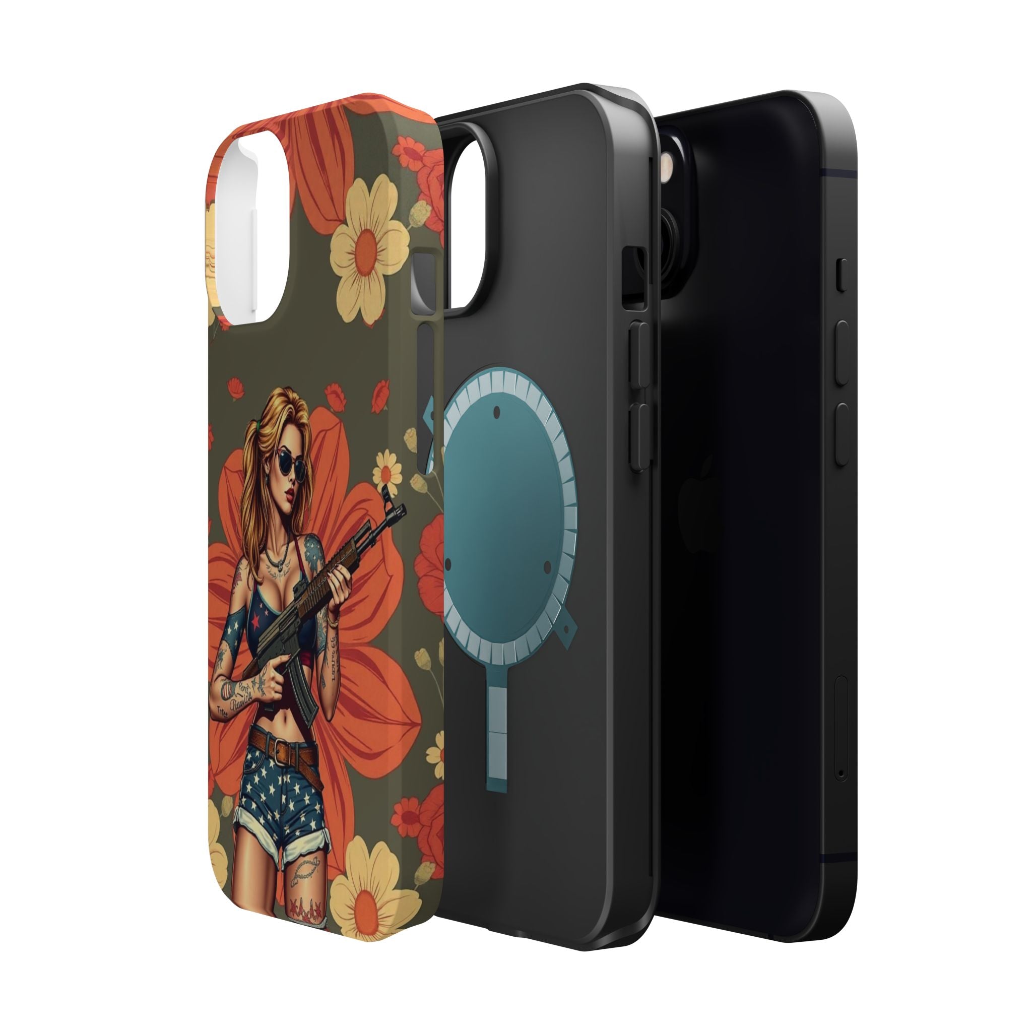 Americana AK-47 Pinup Girl - Magnetic Impact‑Resistant Phone Case  iPhone 13-17 / Samsung S26  MagSafe Compatible
