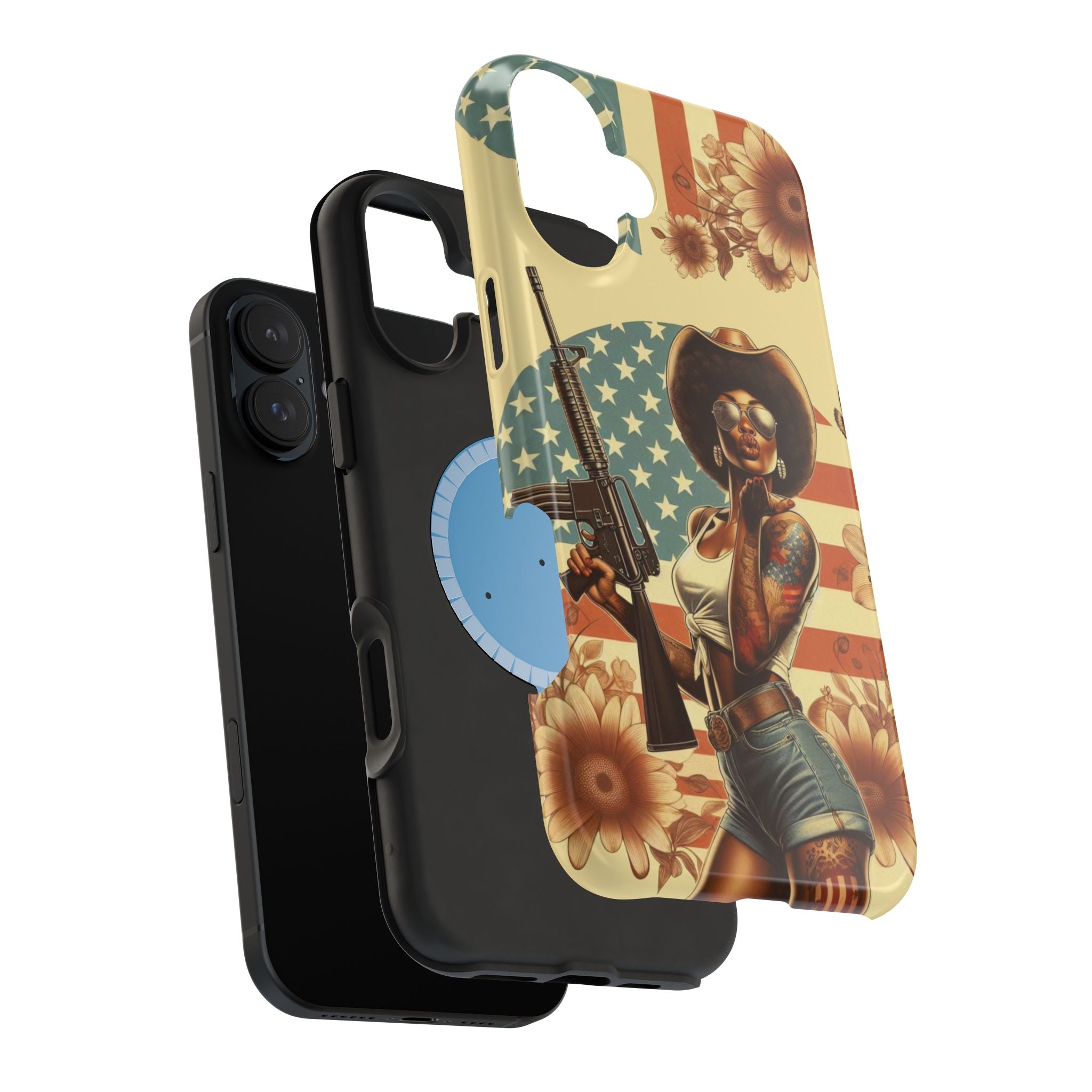 Americana AR-15 Pinup Girl - Magnetic Impact‑Resistant Phone Case  iPhone 13-17 / Samsung S26  MagSafe Compatible