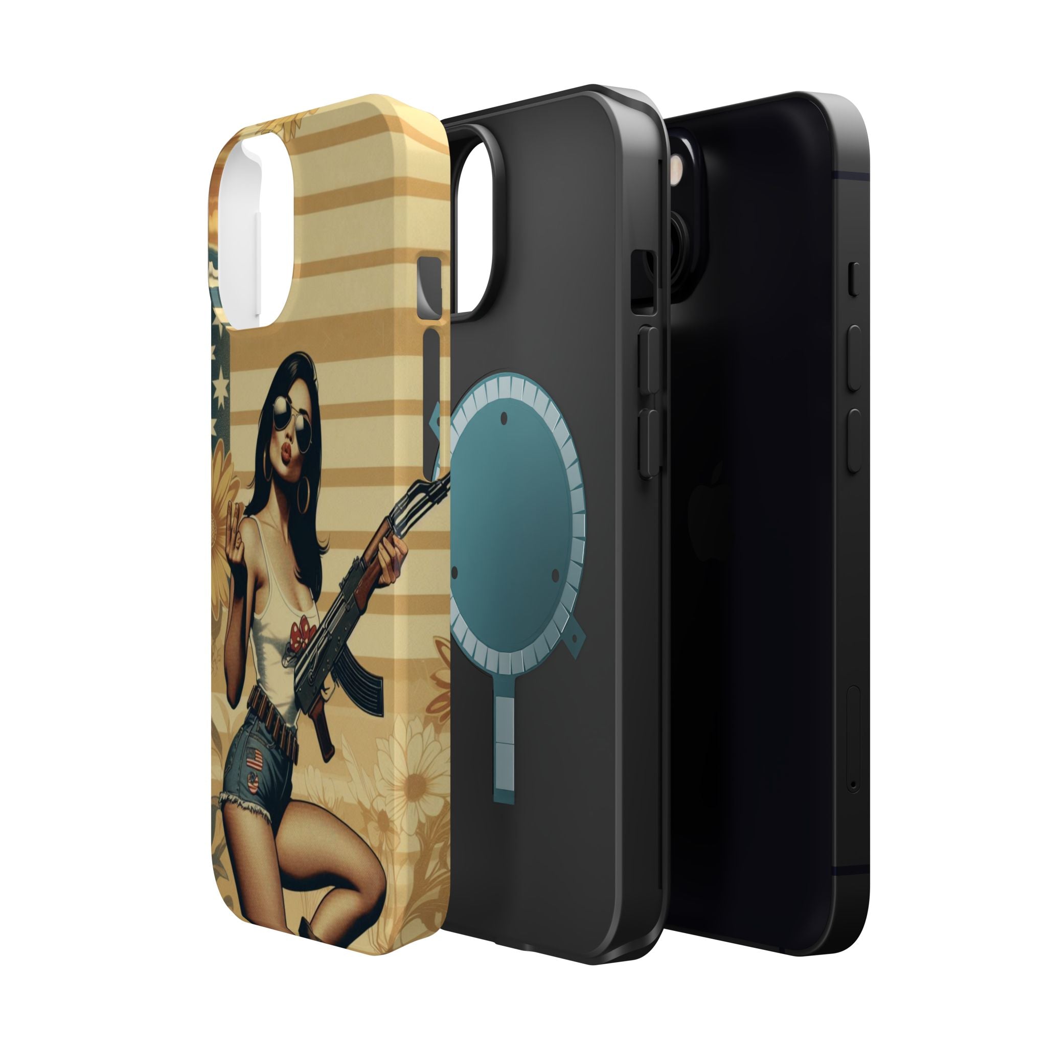 Americana AK-47 Pinup Girl - Magnetic Impact‑Resistant Phone Case  iPhone 13-17 / Samsung S26  MagSafe Compatible
