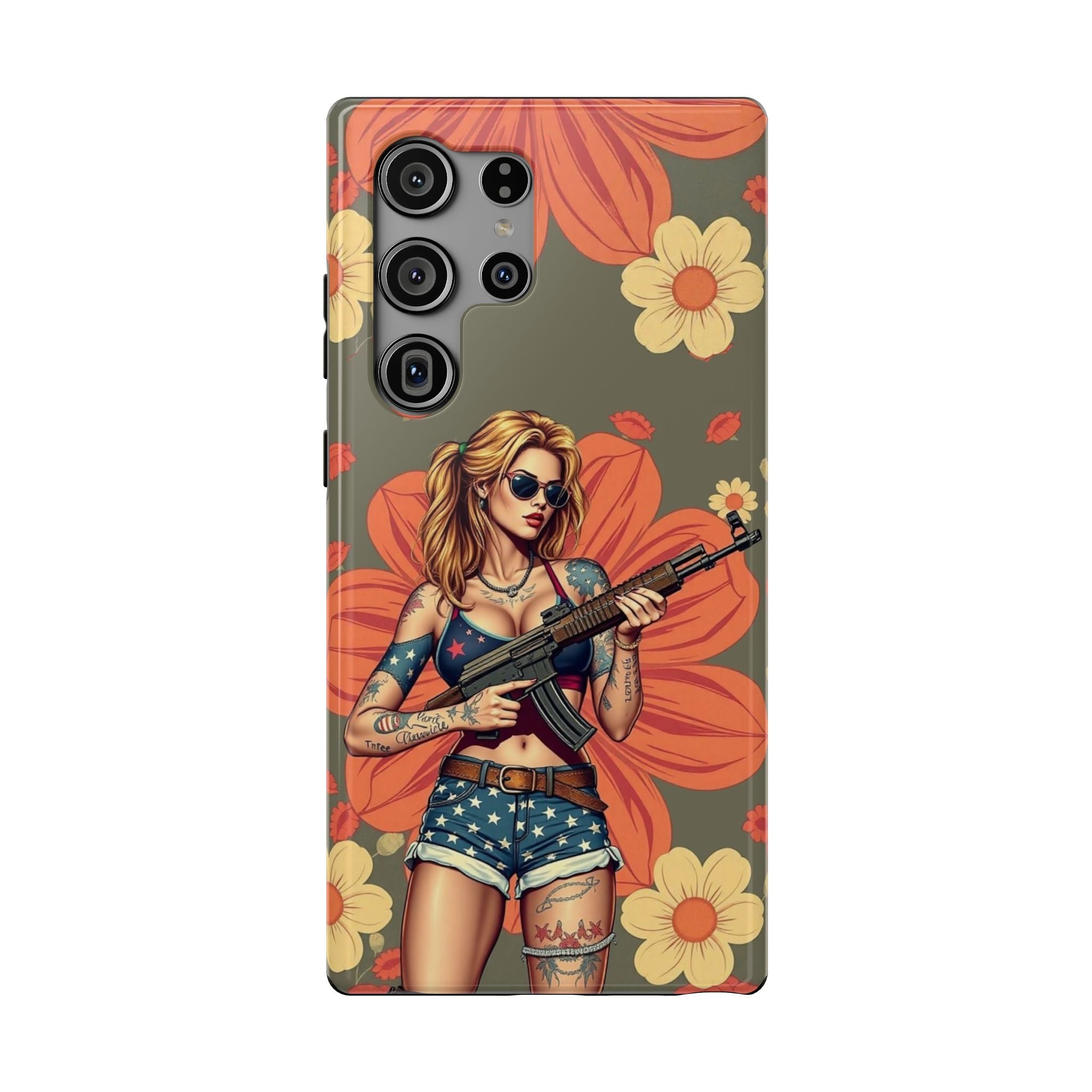 Americana AK-47 Pinup Girl - Impact‑Resistant Phone Case   Samsung Galaxy Series S22 / S22+ / S22 Ultra - S25 / S25+ / S25 Ultra