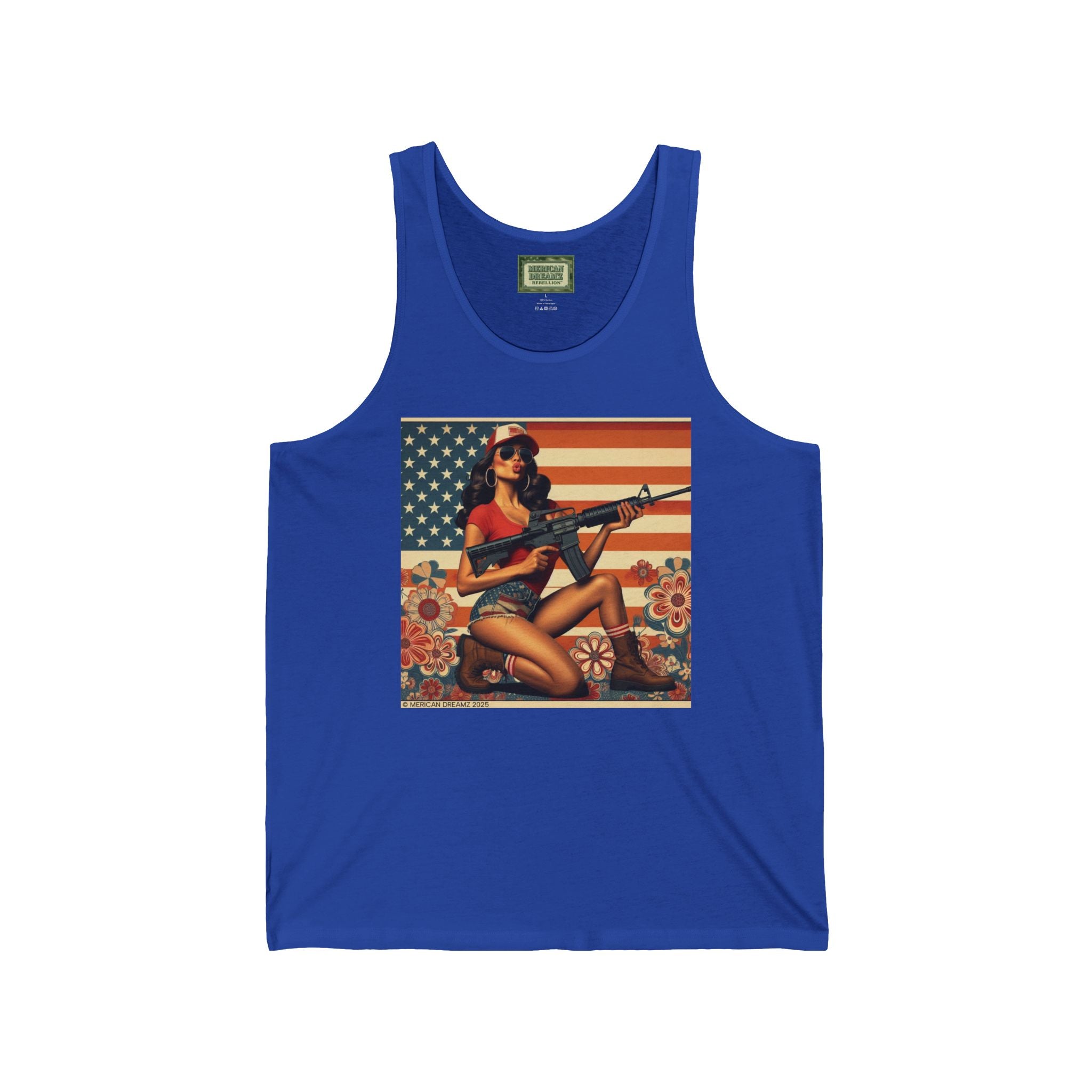 Patriotic Pin-Up Tank Top — Vintage American Flag Girl Graphic