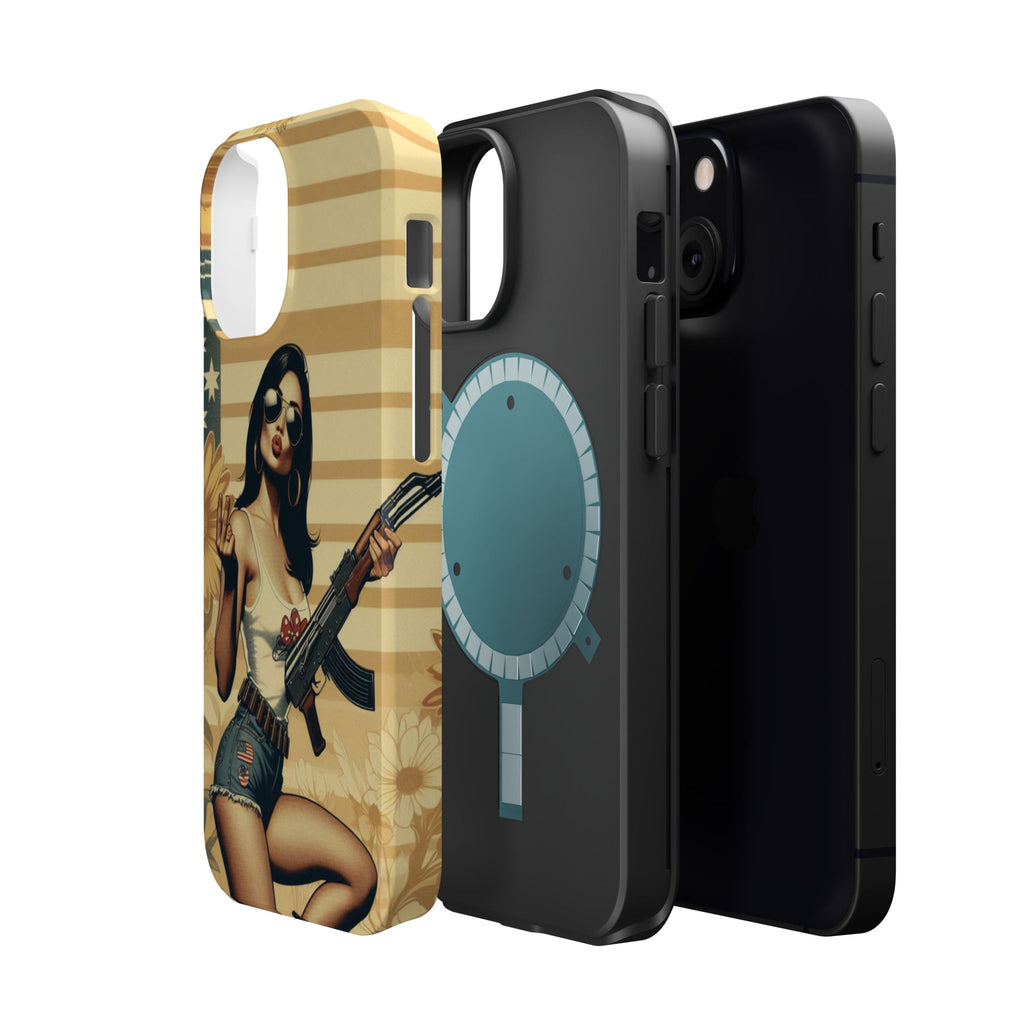 Americana AK-47 Pinup Girl - Magnetic Impact‑Resistant Phone Case  iPhone 13-17 / Samsung S26  MagSafe Compatible