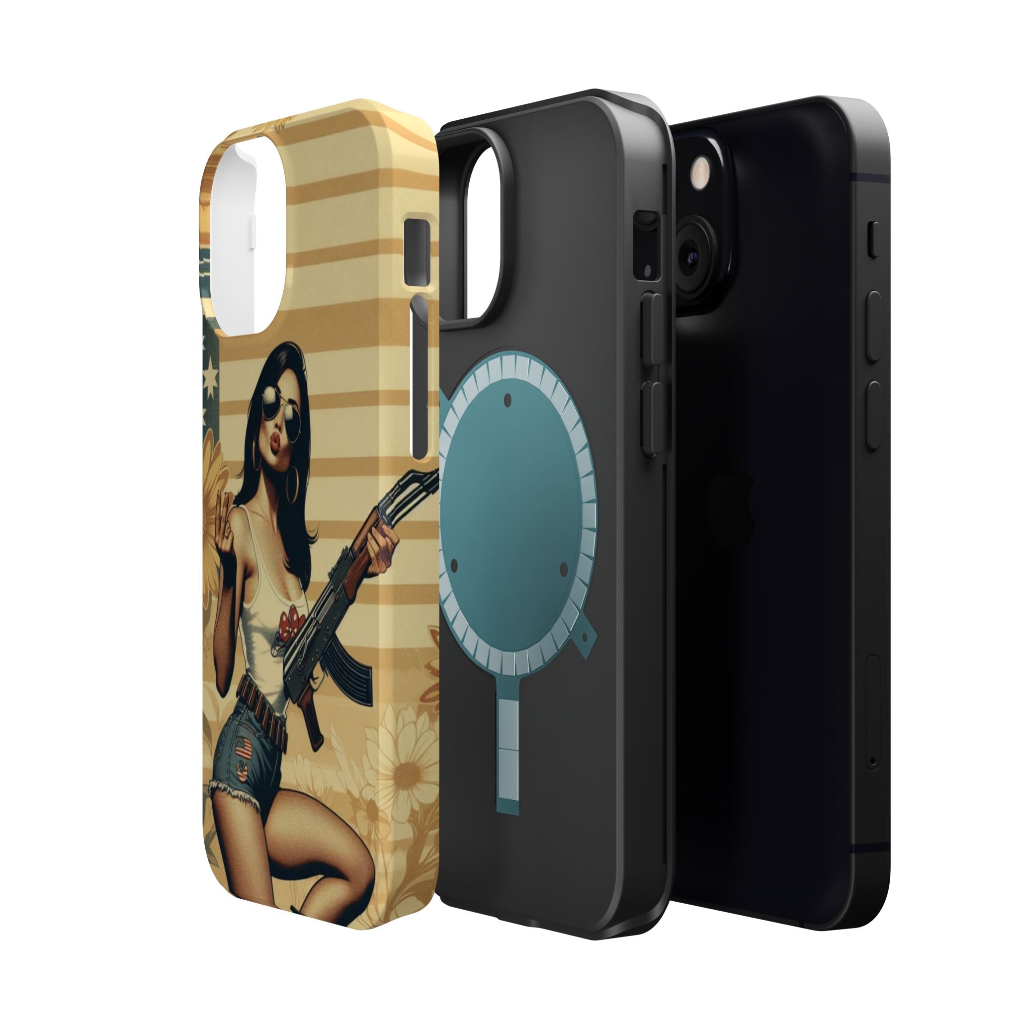 Americana AK-47 Pinup Girl - Magnetic Impact‑Resistant Phone Case  iPhone 13-17 / Samsung S26  MagSafe Compatible