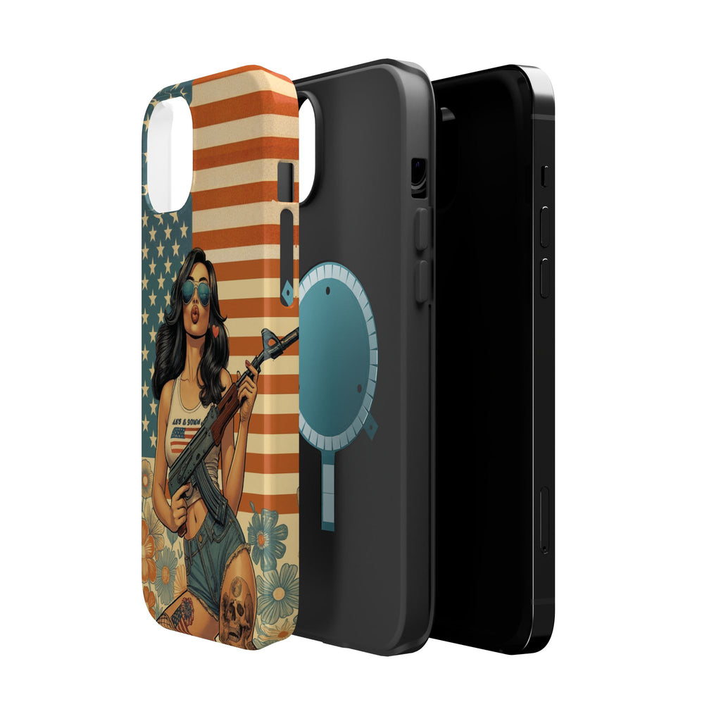 Americana AK-47 Pinup Girl - Magnetic Impact‑Resistant Phone Case  iPhone 13-17 / Samsung S26  MagSafe Compatible