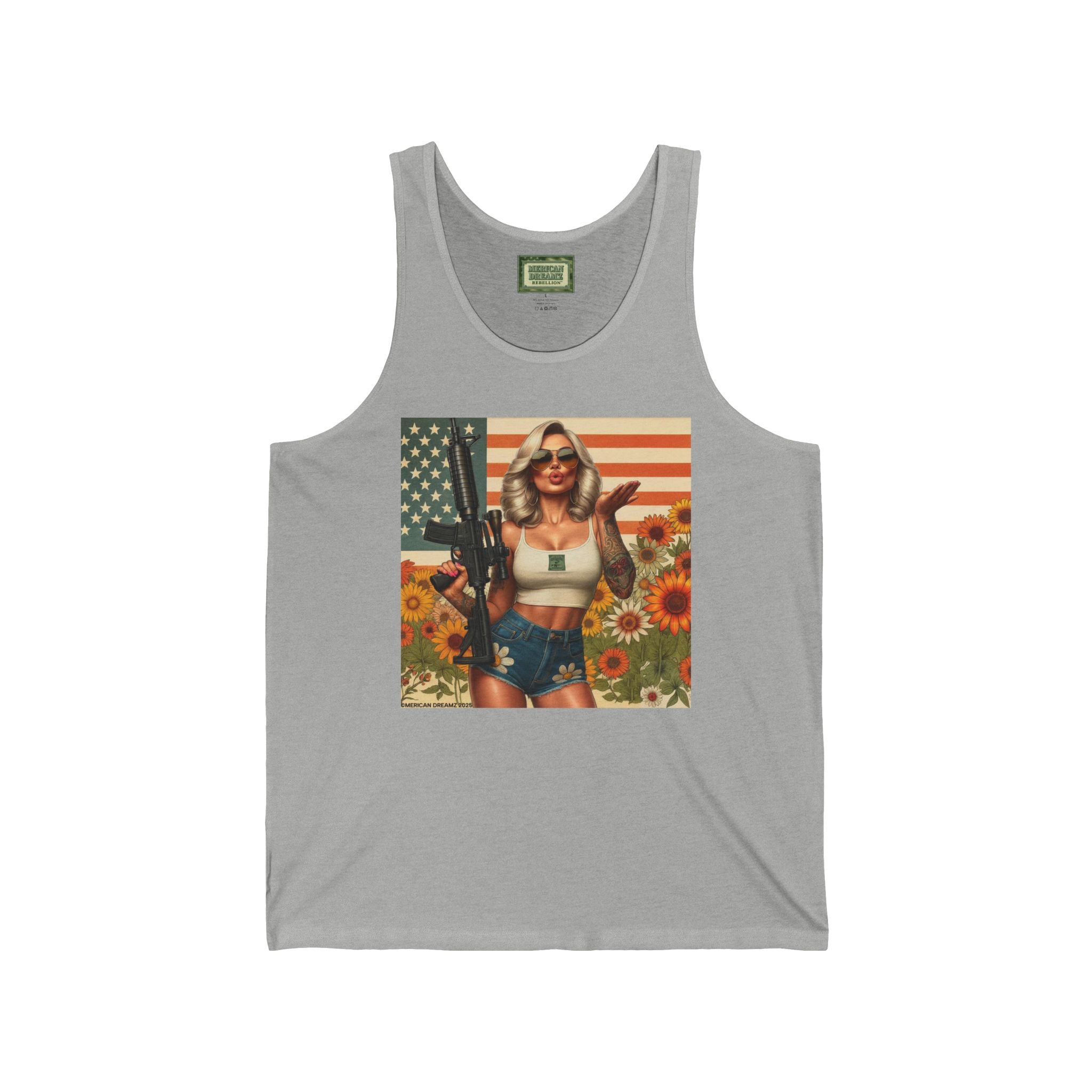 Patriotic Pin-Up Tank Top — Vintage American Flag Girl Graphic