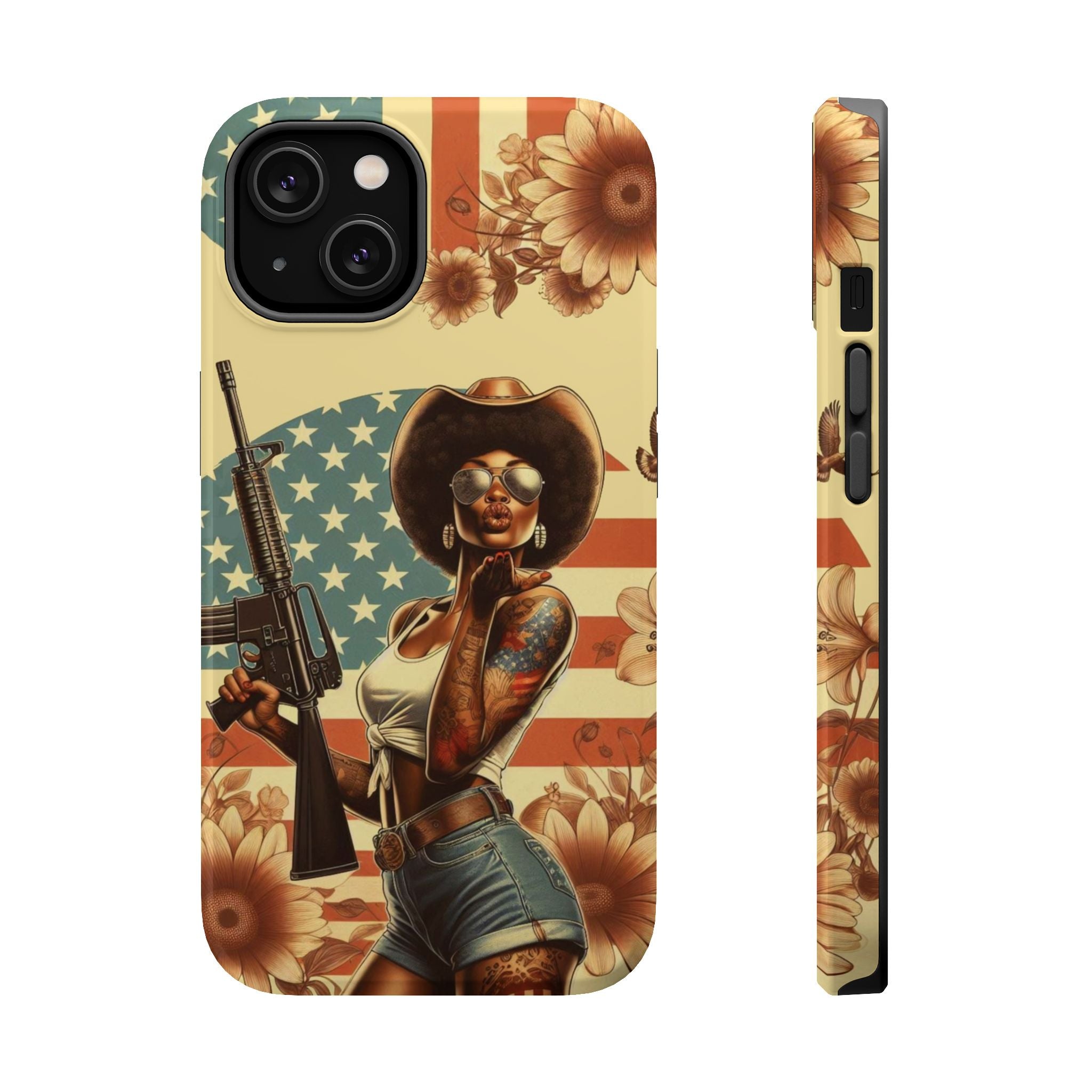 Americana AR-15 Pinup Girl - Magnetic Impact‑Resistant Phone Case  iPhone 13-17 / Samsung S26  MagSafe Compatible