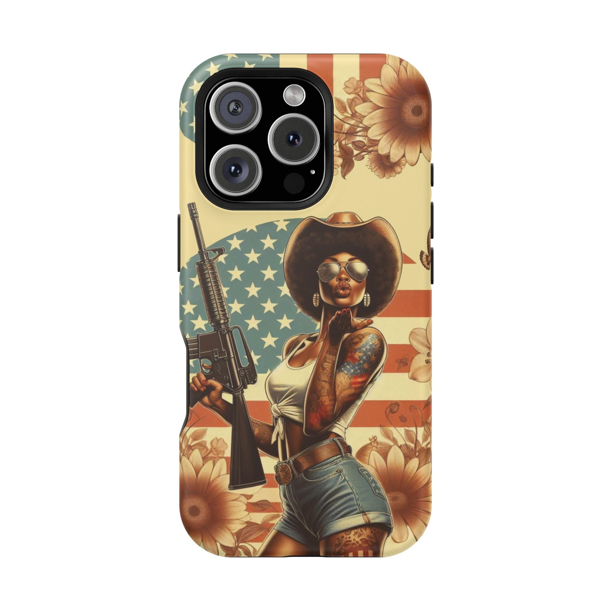 Americana AR-15 Pinup Girl - Magnetic Impact‑Resistant Phone Case  iPhone 13-17 / Samsung S26  MagSafe Compatible
