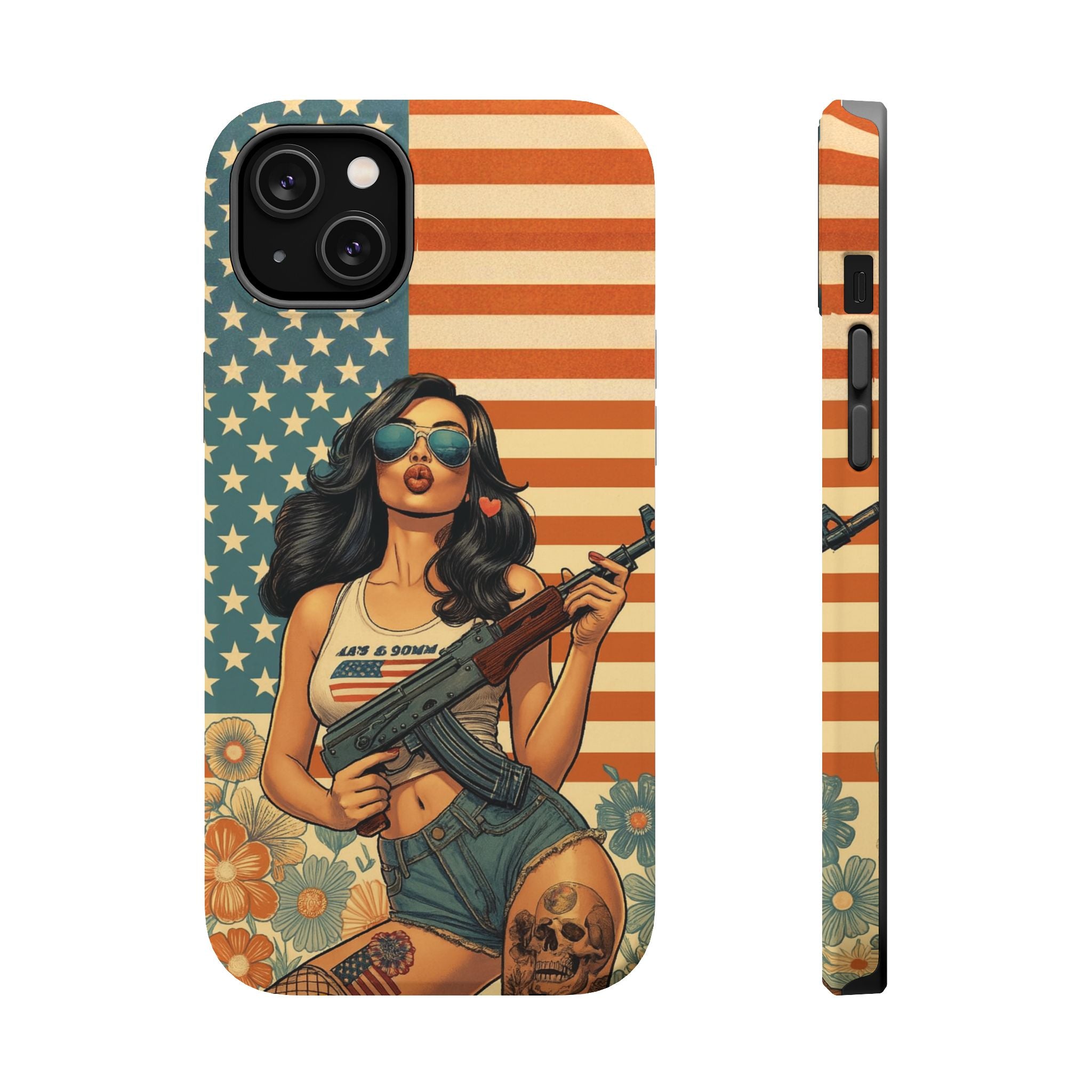 Americana AK-47 Pinup Girl - Magnetic Impact‑Resistant Phone Case  iPhone 13-17 / Samsung S26  MagSafe Compatible