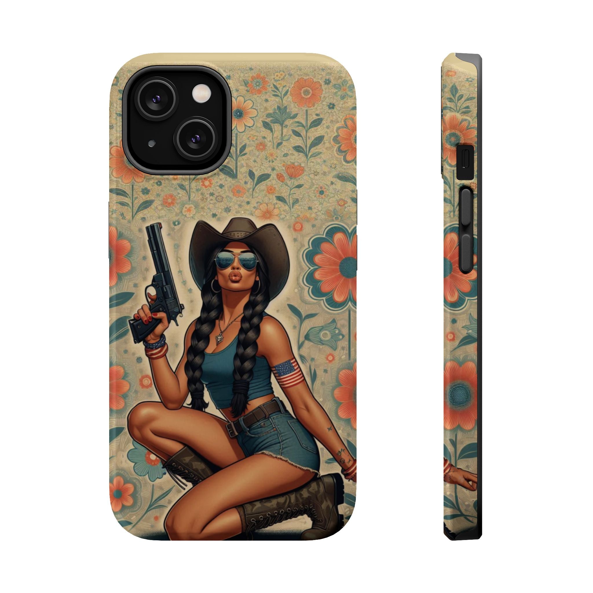 Americana 9mm Pinup Girl - Magnetic Impact‑Resistant Phone Case  iPhone 13-17 / Samsung S26  MagSafe Compatible