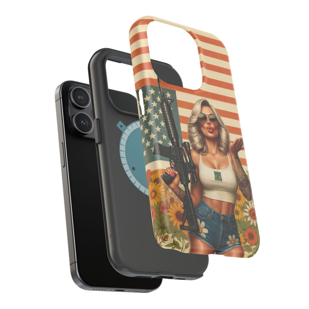 Americana AR-15 Pinup Girl - Magnetic Impact‑Resistant Phone Case  iPhone 13-17 / Samsung S26  MagSafe Compatible