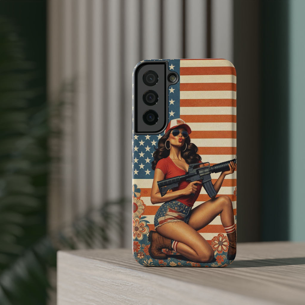 Americana AR-15 Pinup Girl - Impact‑Resistant Phone Case   Samsung Galaxy Series S22 / S22+ / S22 Ultra - S25 / S25+ / S25 Ultra