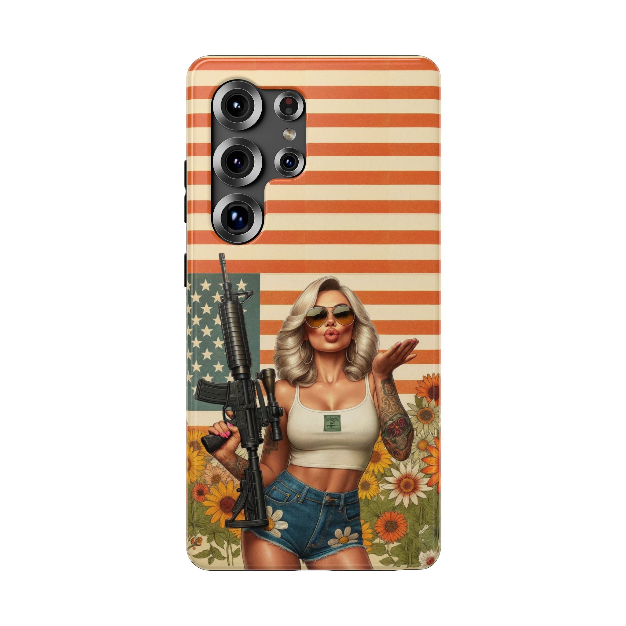 Americana AR-15 Pinup Girl - Impact‑Resistant Phone Case   Samsung Galaxy Series S22 / S22+ / S22 Ultra - S25 / S25+ / S25 Ultra