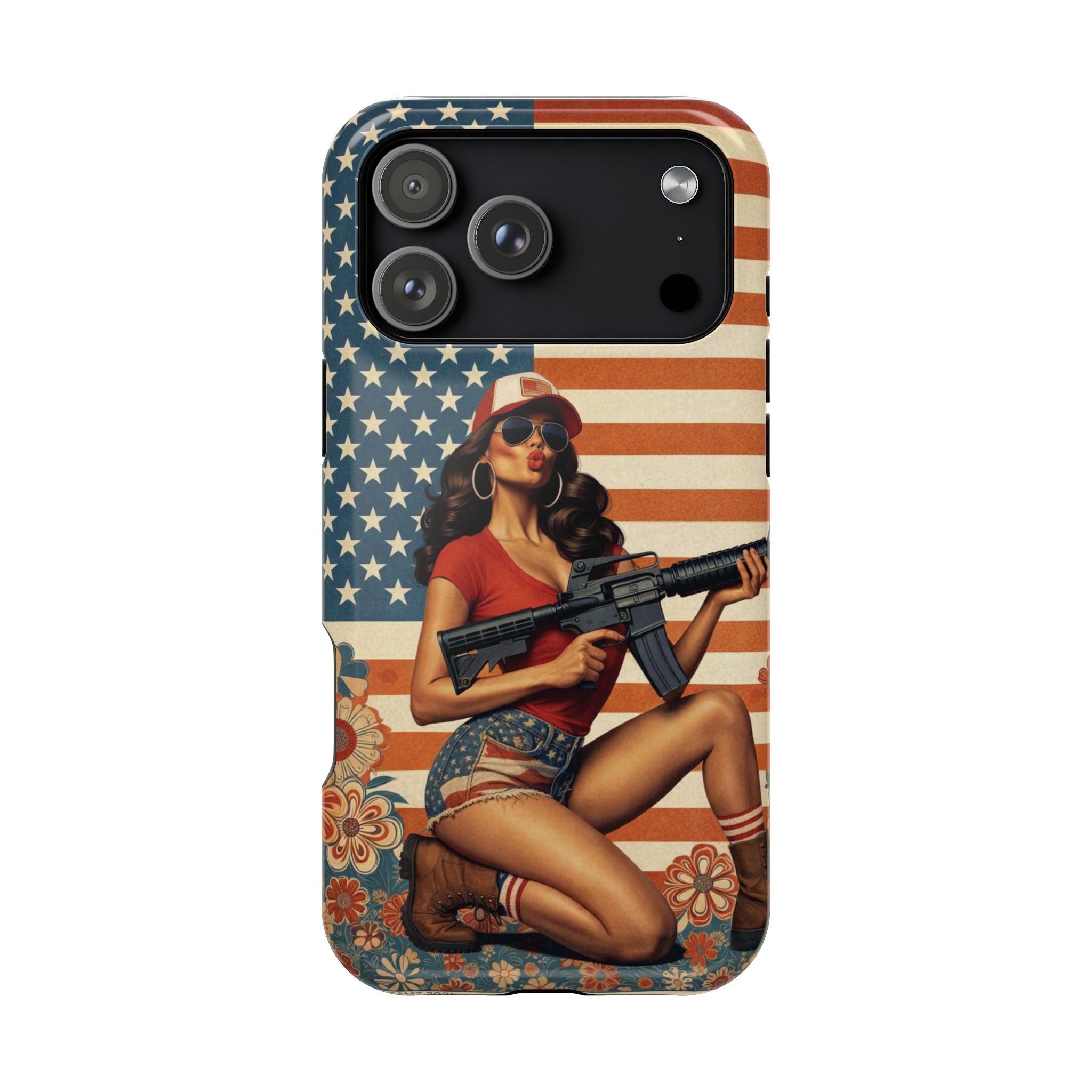 Americana AR-15 Pinup Girl - Magnetic Impact‑Resistant Phone Case  iPhone 13-17 / Samsung S26  MagSafe Compatible