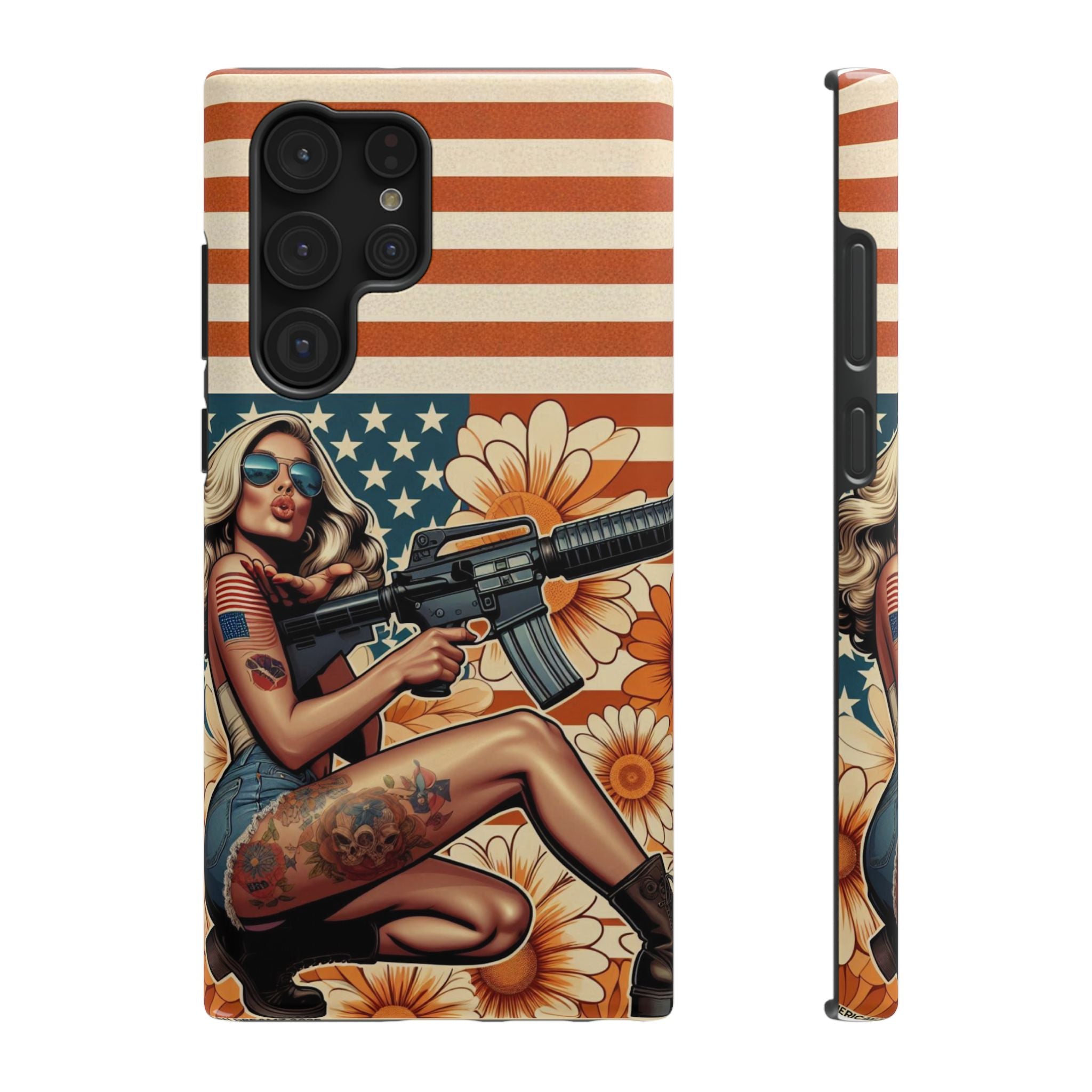 Americana AR-15 Pinup Girl - Impact‑Resistant Phone Case   Samsung Galaxy Series S22 / S22+ / S22 Ultra - S25 / S25+ / S25 Ultra