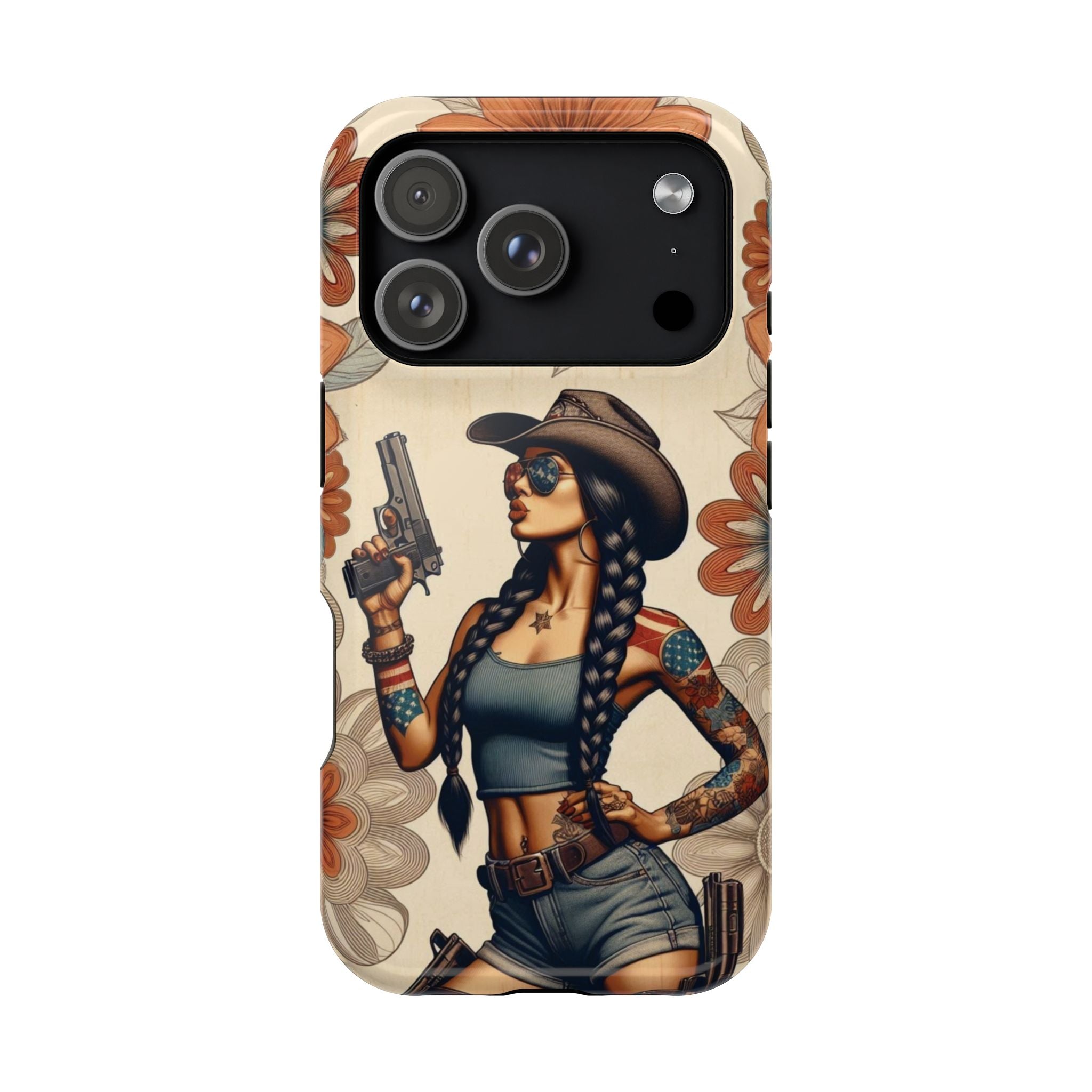 Americana 9mm Pinup Girl - Magnetic Impact‑Resistant Phone Case  iPhone 13-17 / Samsung S26  MagSafe Compatible