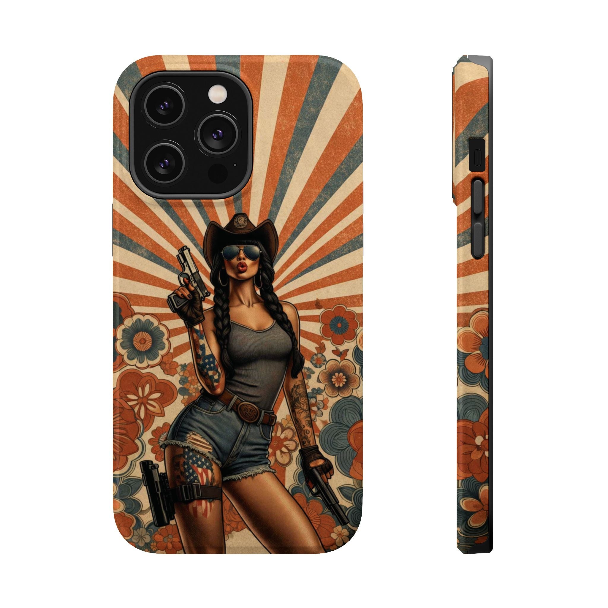 Americana 9mm Pinup Girl - Magnetic Impact‑Resistant Phone Case  iPhone 13-17 / Samsung S26  MagSafe Compatible