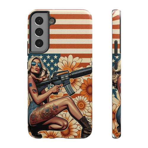 Americana AR-15 Pinup Girl - Impact‑Resistant Phone Case   Samsung Galaxy Series S22 / S22+ / S22 Ultra - S25 / S25+ / S25 Ultra