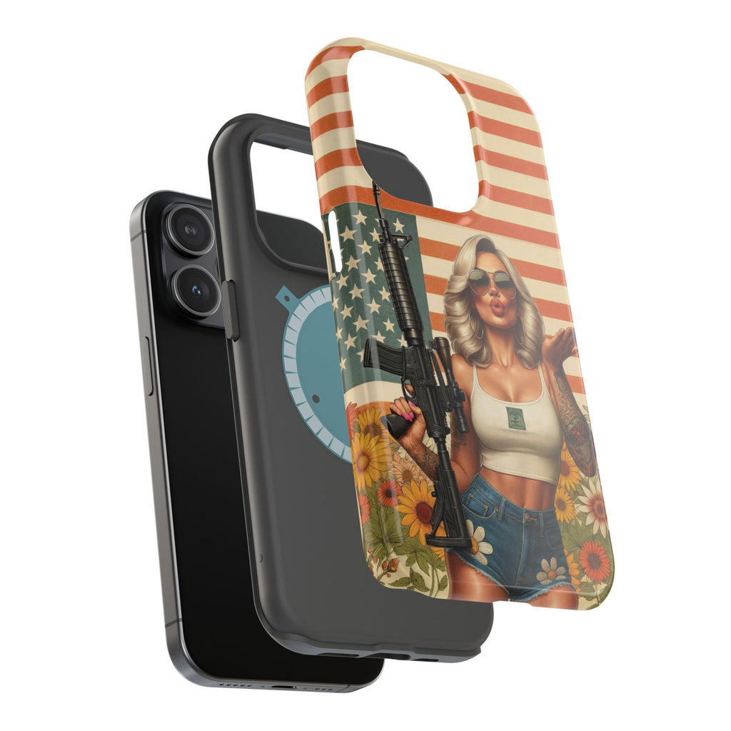 Americana AR-15 Pinup Girl - Magnetic Impact‑Resistant Phone Case  iPhone 13-17 / Samsung S26  MagSafe Compatible