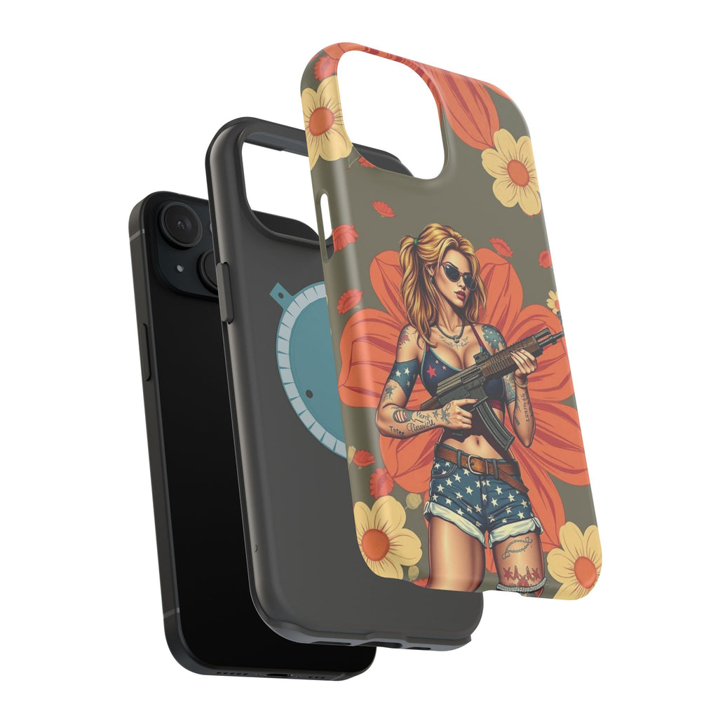 Americana AK-47 Pinup Girl - Magnetic Impact‑Resistant Phone Case  iPhone 13-17 / Samsung S26  MagSafe Compatible