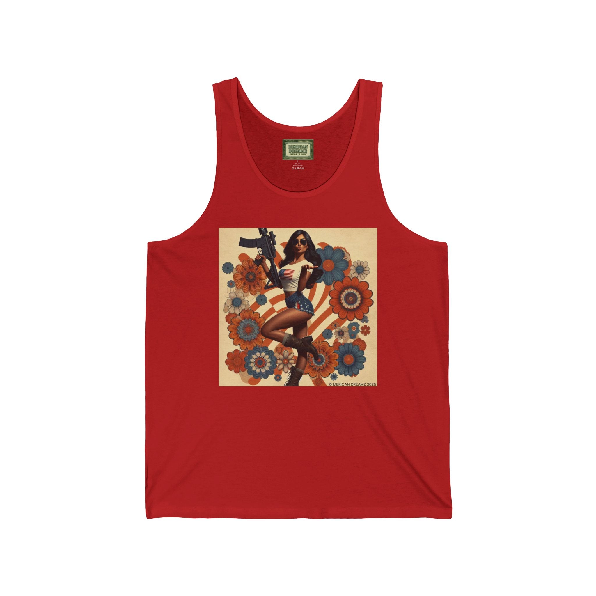 Patriotic Pin-Up Tank Top — Vintage American Flag Girl Graphic