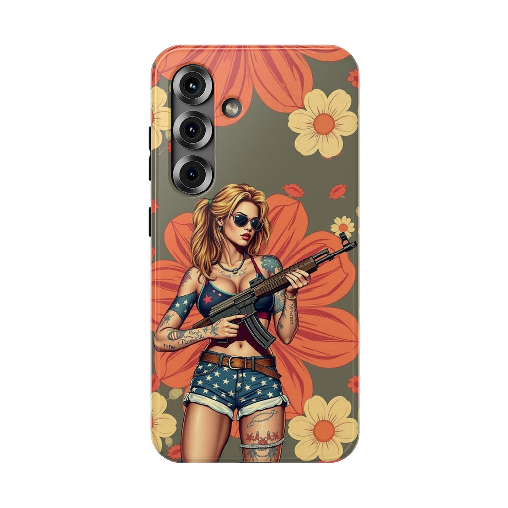 Americana AK-47 Pinup Girl - Impact‑Resistant Phone Case   Samsung Galaxy Series S22 / S22+ / S22 Ultra - S25 / S25+ / S25 Ultra