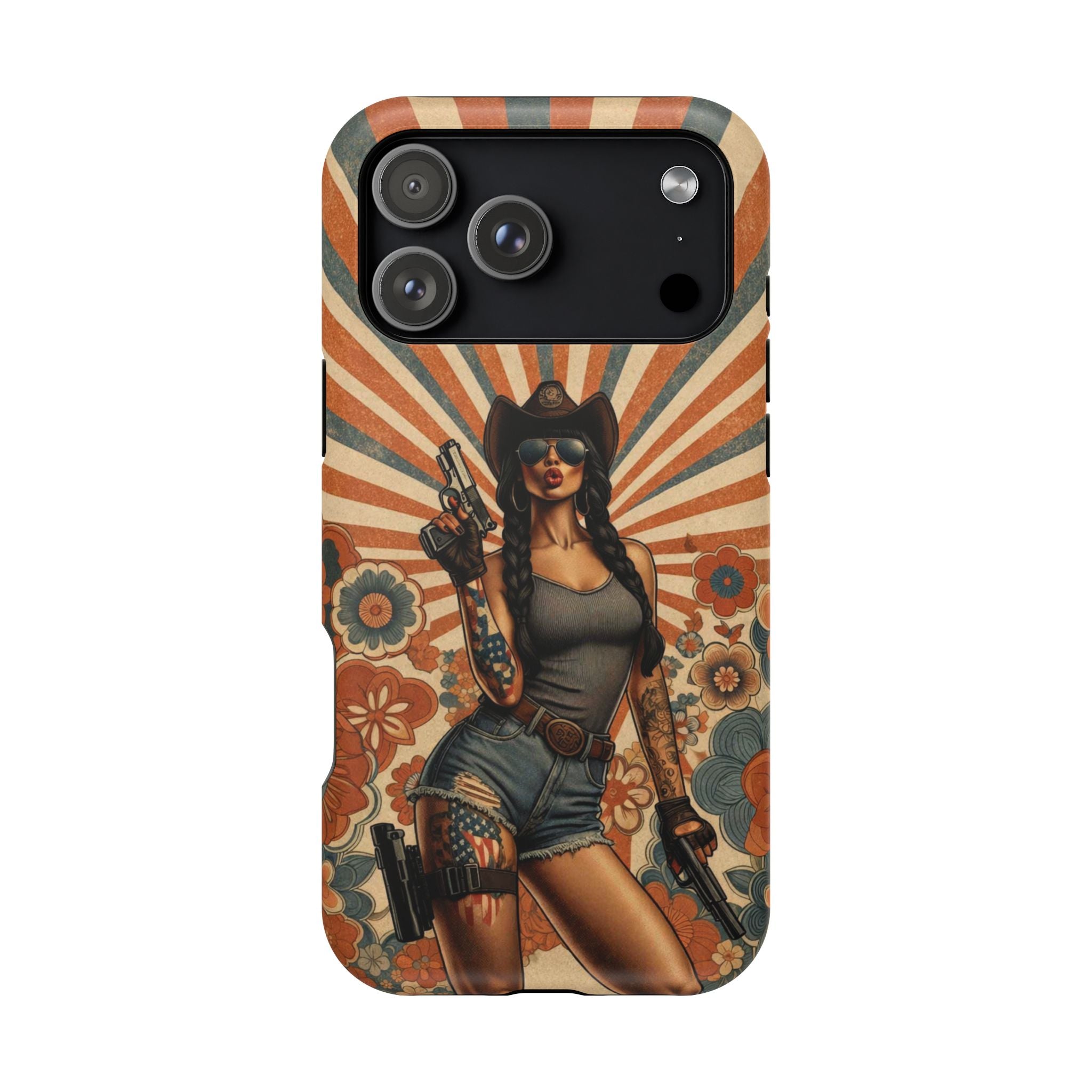 Americana 9mm Pinup Girl - Magnetic Impact‑Resistant Phone Case  iPhone 13-17 / Samsung S26  MagSafe Compatible
