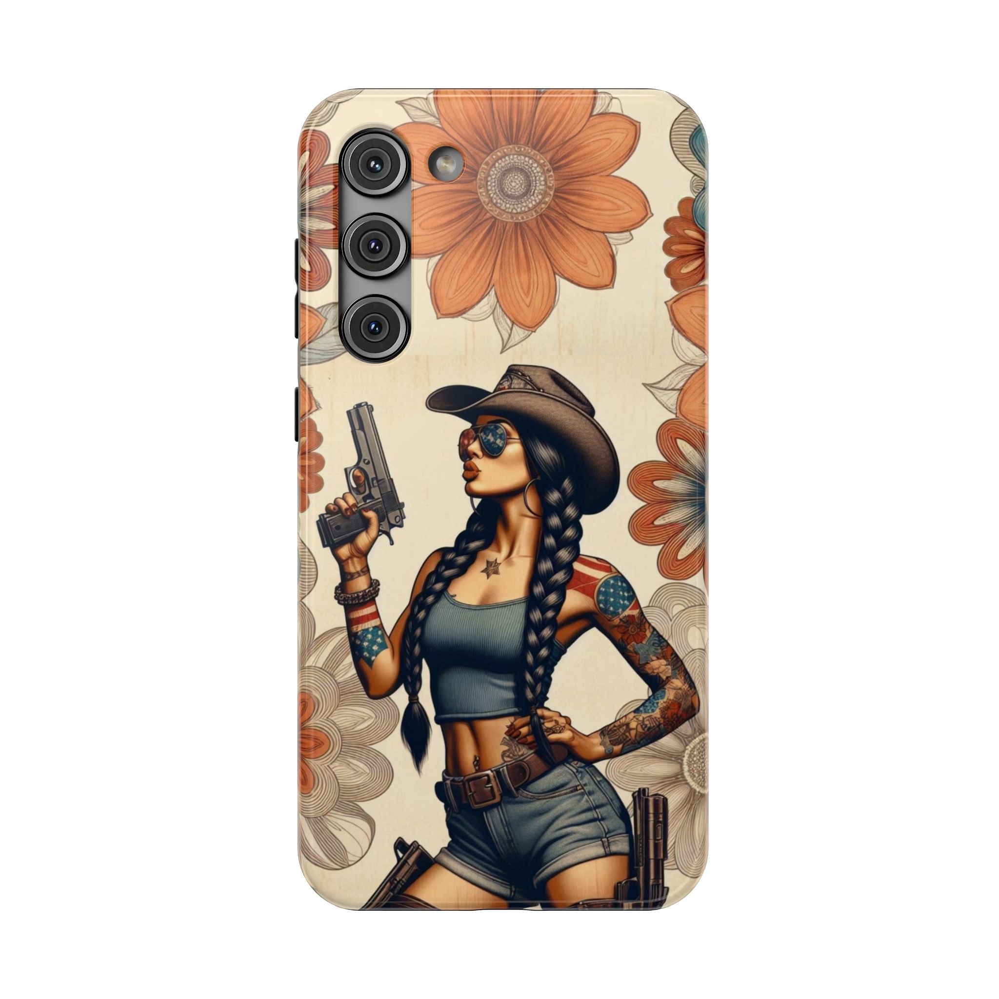 Americana 9mm Pinup Girl - Impact‑Resistant Phone Case   Samsung Galaxy Series S22 / S22+ / S22 Ultra - S25 / S25+ / S25 Ultra