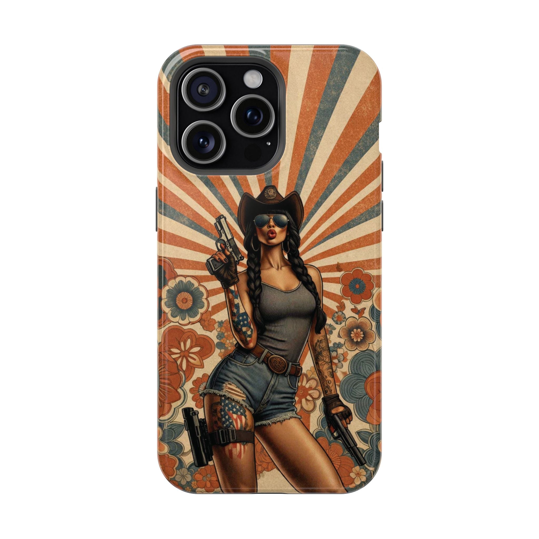 Americana 9mm Pinup Girl - Magnetic Impact‑Resistant Phone Case  iPhone 13-17 / Samsung S26  MagSafe Compatible