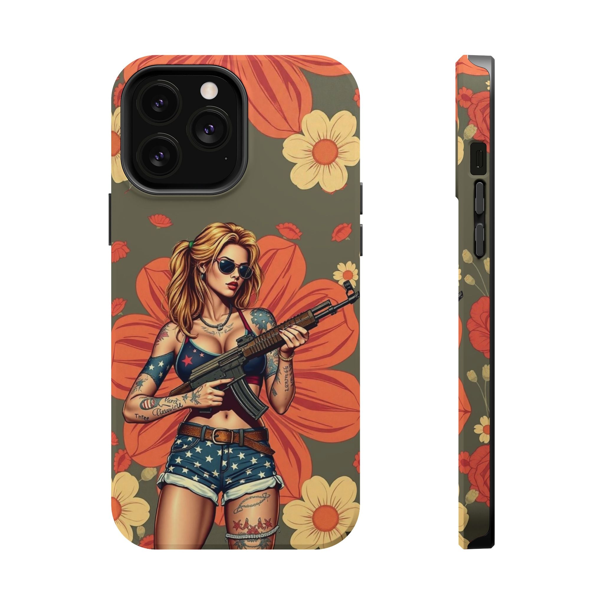 Americana AK-47 Pinup Girl - Magnetic Impact‑Resistant Phone Case  iPhone 13-17 / Samsung S26  MagSafe Compatible