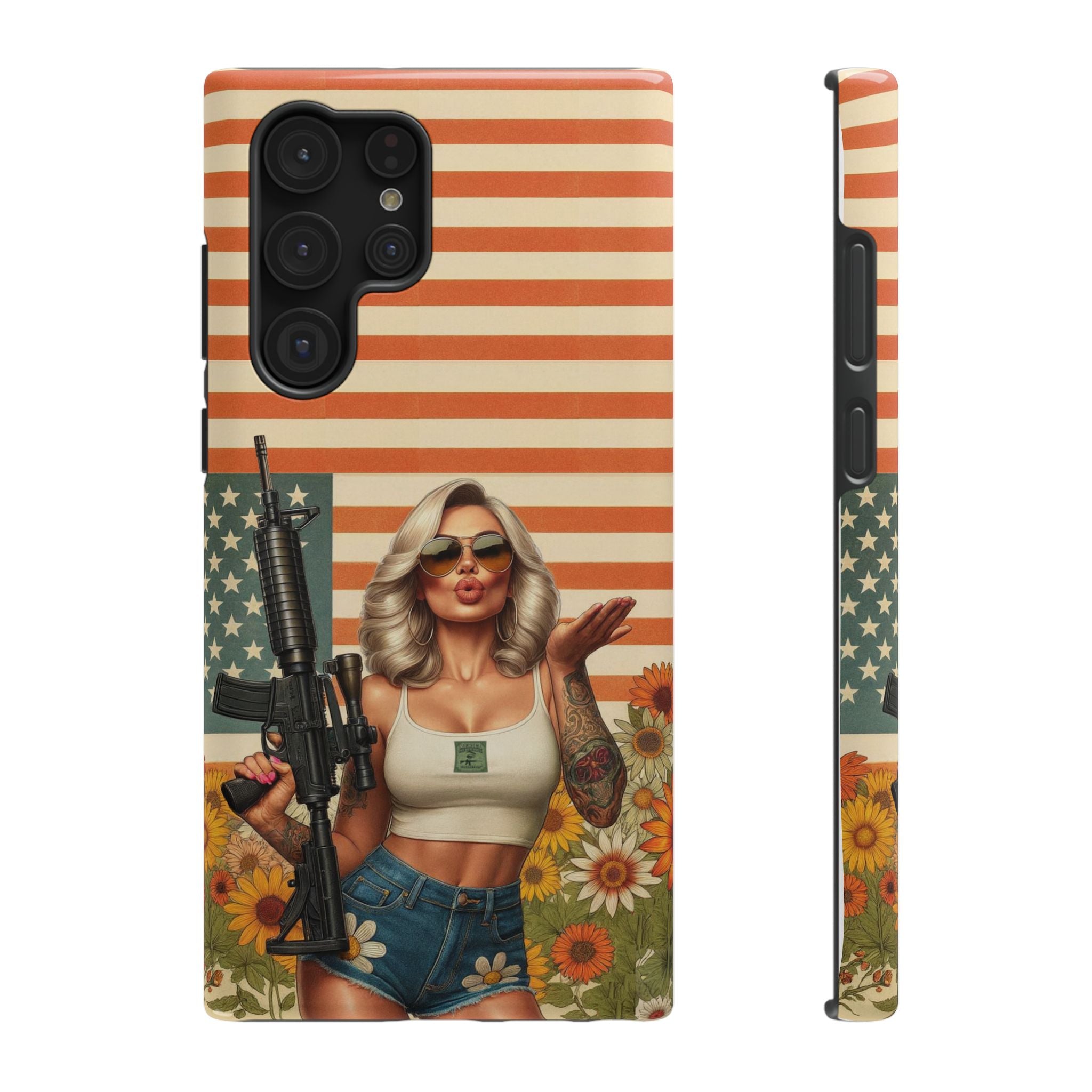 Americana AR-15 Pinup Girl - Impact‑Resistant Phone Case   Samsung Galaxy Series S22 / S22+ / S22 Ultra - S25 / S25+ / S25 Ultra