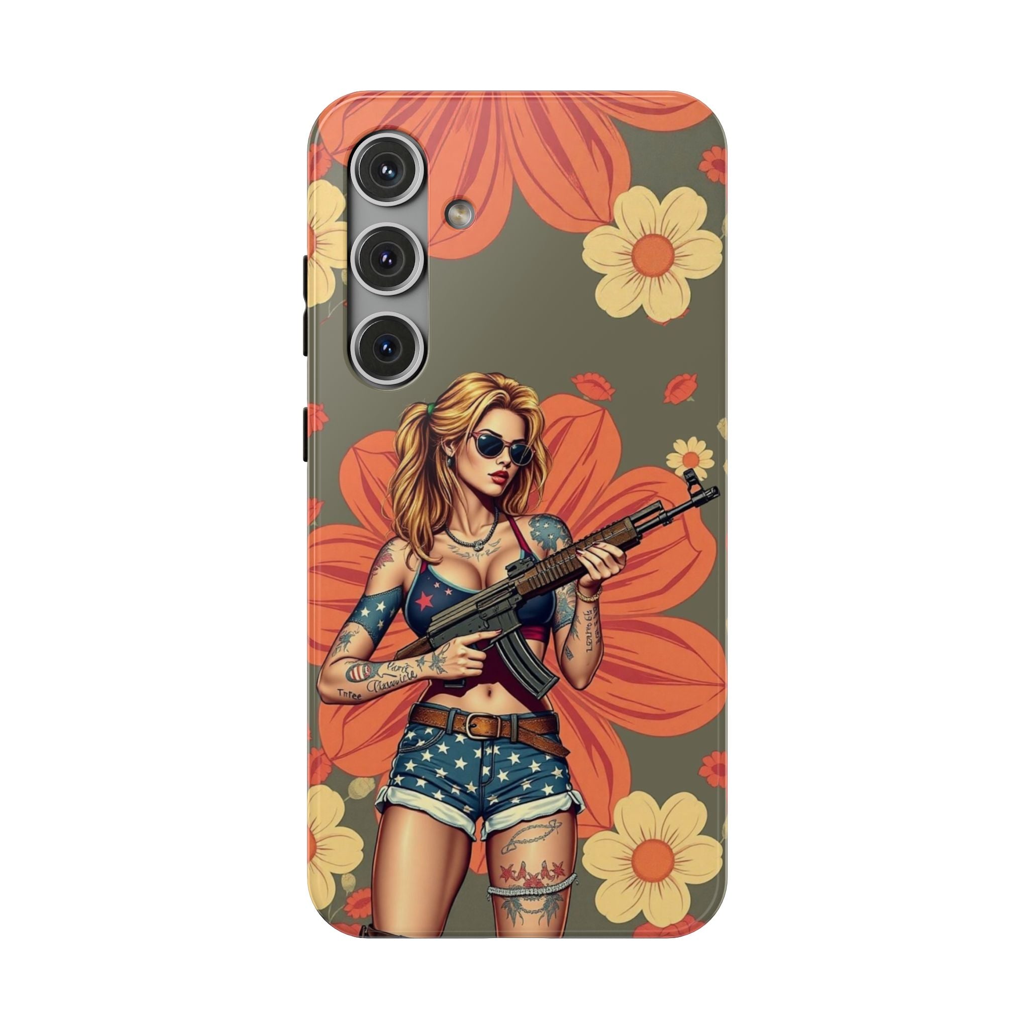 Americana AK-47 Pinup Girl - Impact‑Resistant Phone Case   Samsung Galaxy Series S22 / S22+ / S22 Ultra - S25 / S25+ / S25 Ultra