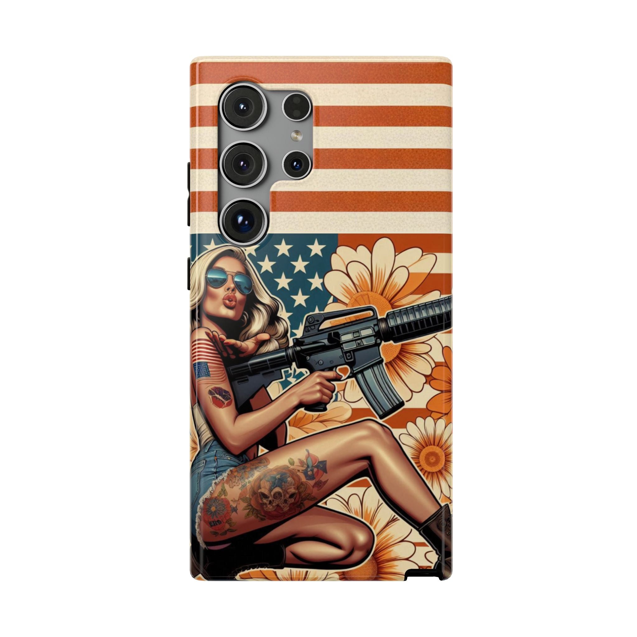Americana AR-15 Pinup Girl - Impact‑Resistant Phone Case   Samsung Galaxy Series S22 / S22+ / S22 Ultra - S25 / S25+ / S25 Ultra
