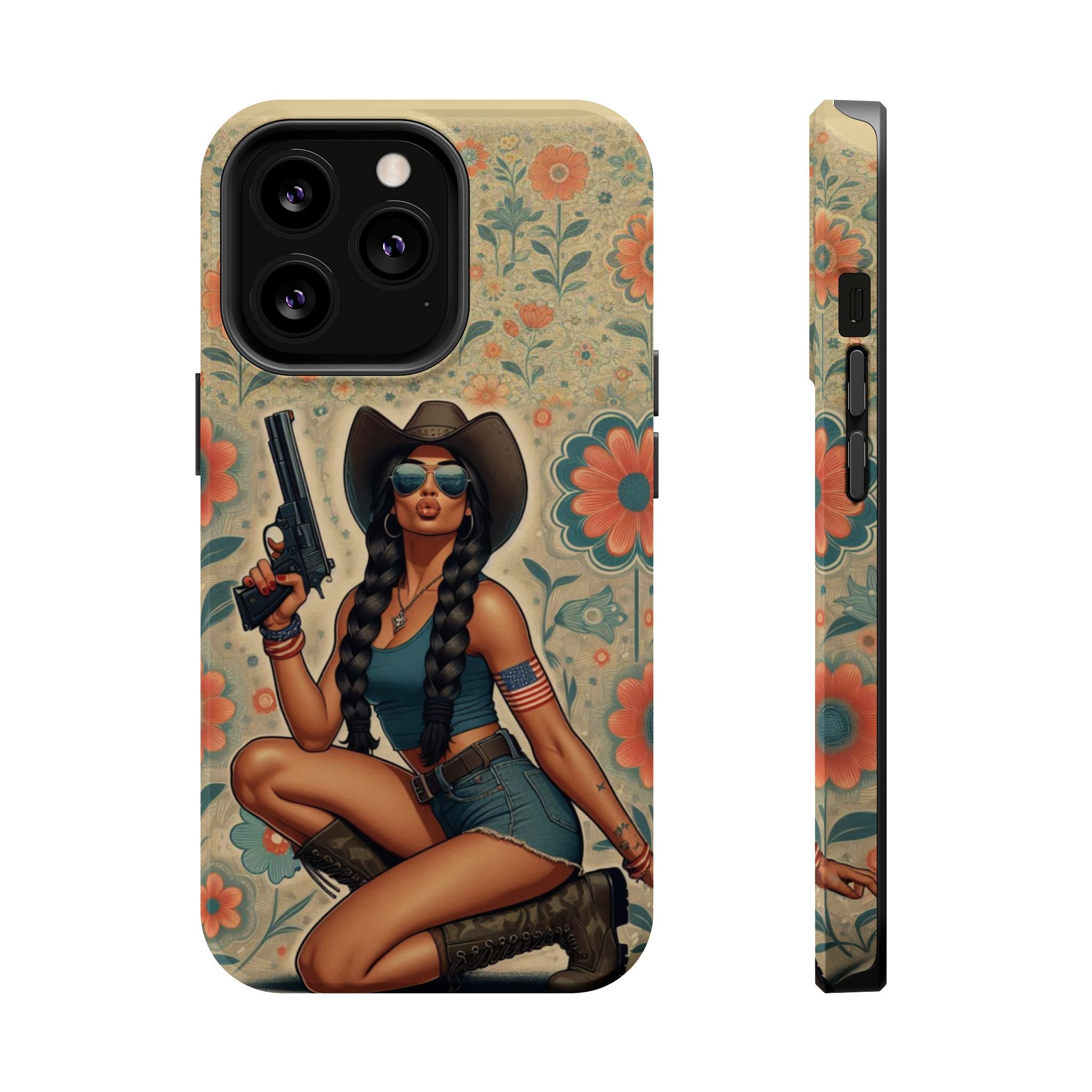 Americana 9mm Pinup Girl - Magnetic Impact‑Resistant Phone Case  iPhone 13-17 / Samsung S26  MagSafe Compatible