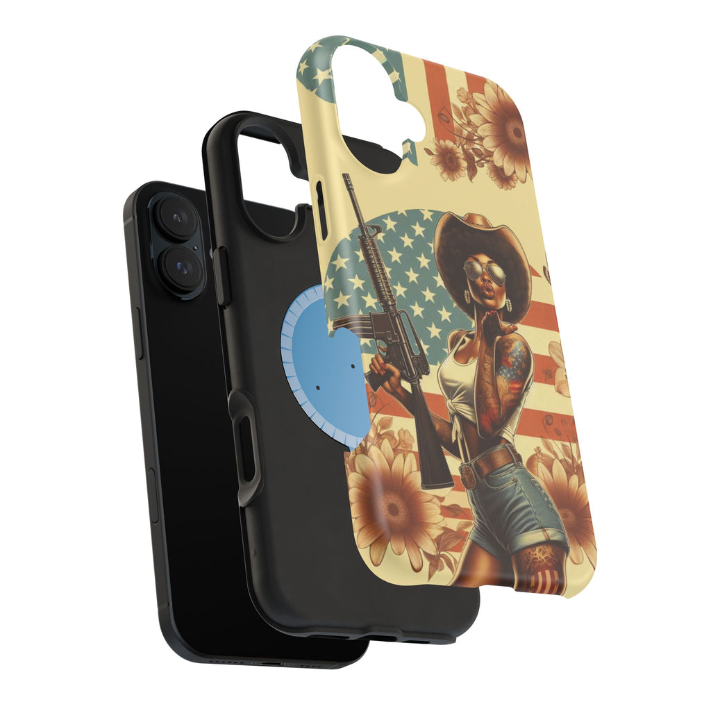Americana AR-15 Pinup Girl - Magnetic Impact‑Resistant Phone Case  iPhone 13-17 / Samsung S26  MagSafe Compatible